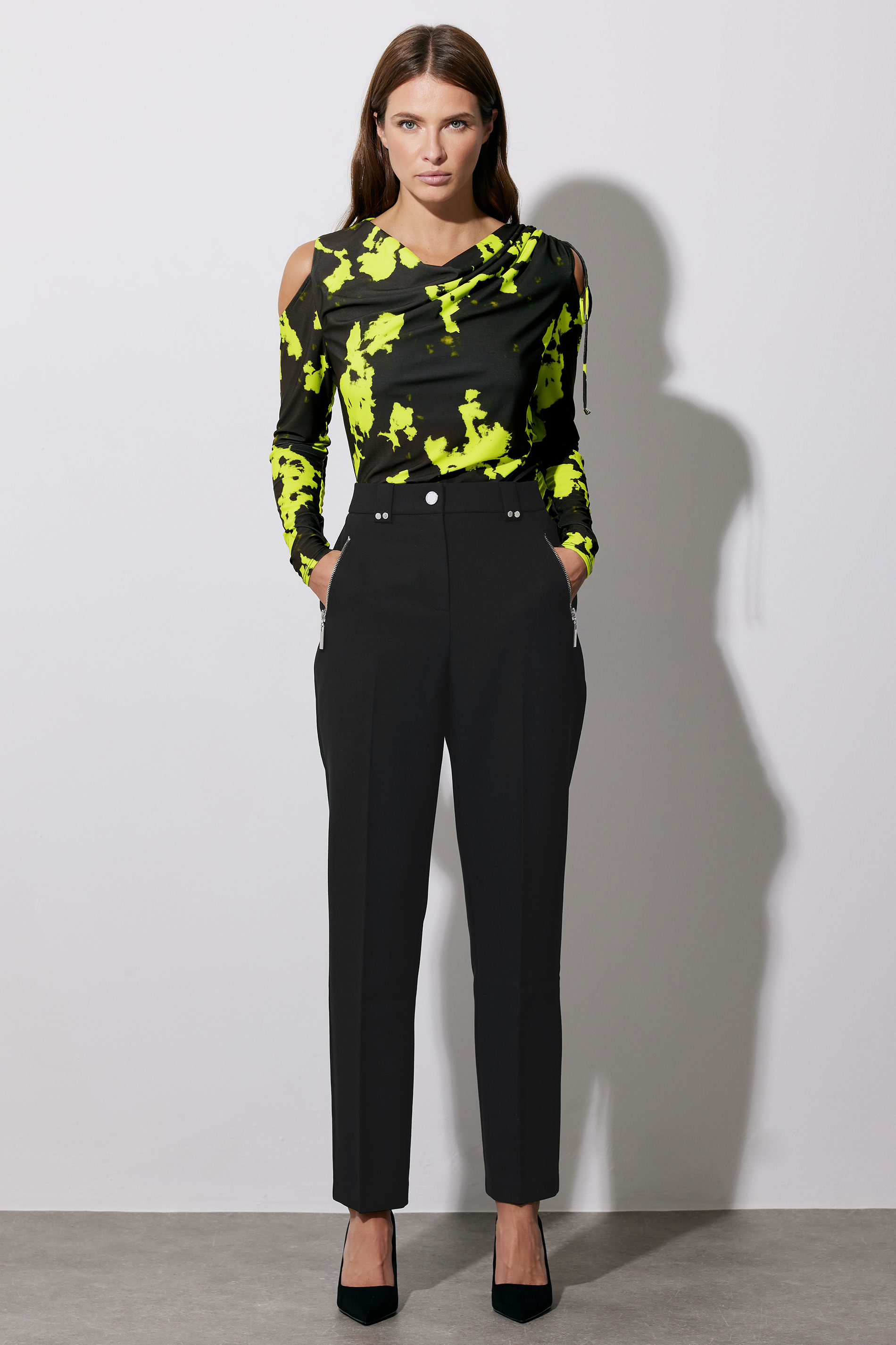 STAR Black & Yellow Ruched Cold Shoulder Top | StarByJM 4