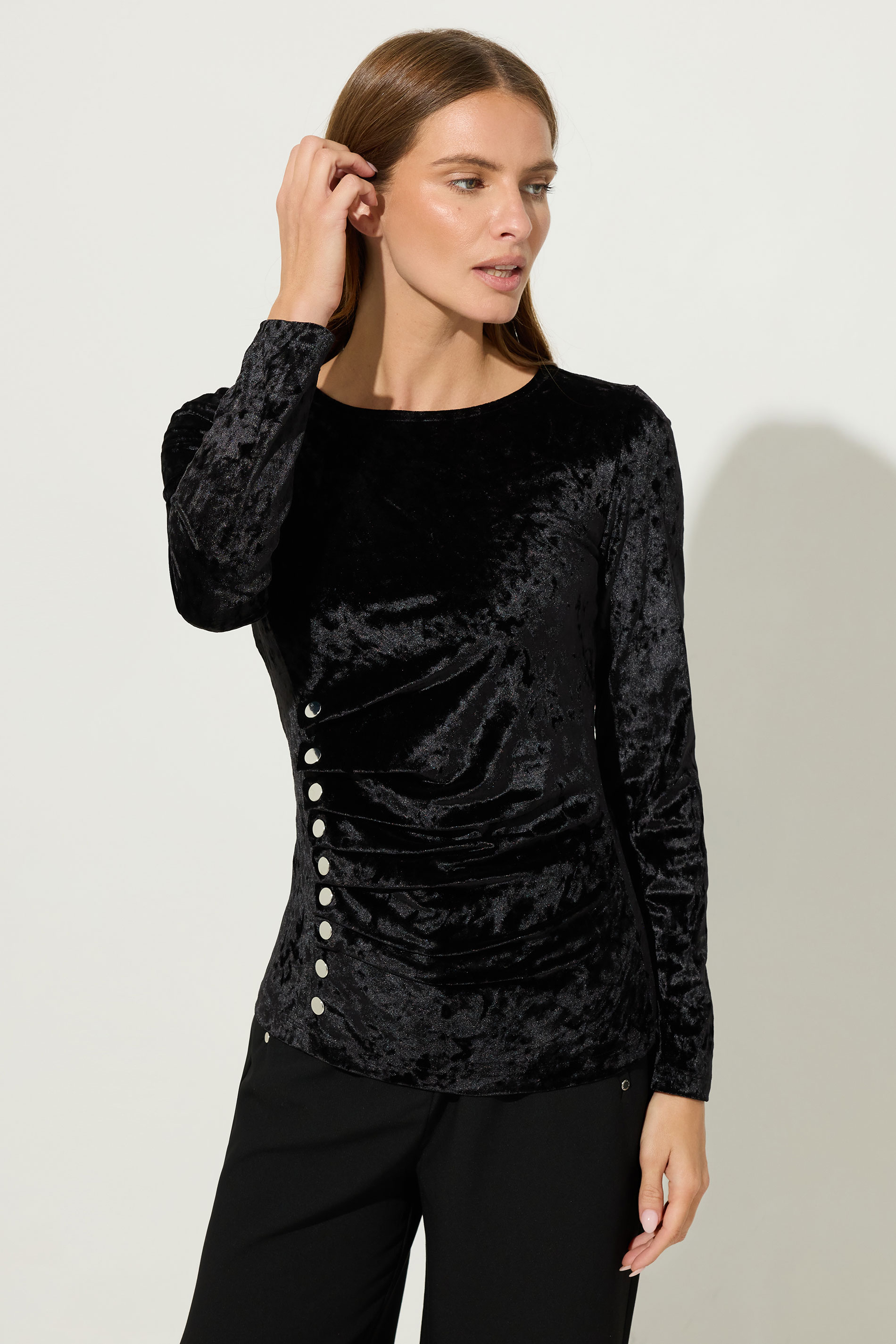 STAR Black Velvet Button Detail Top | StarByJM 2