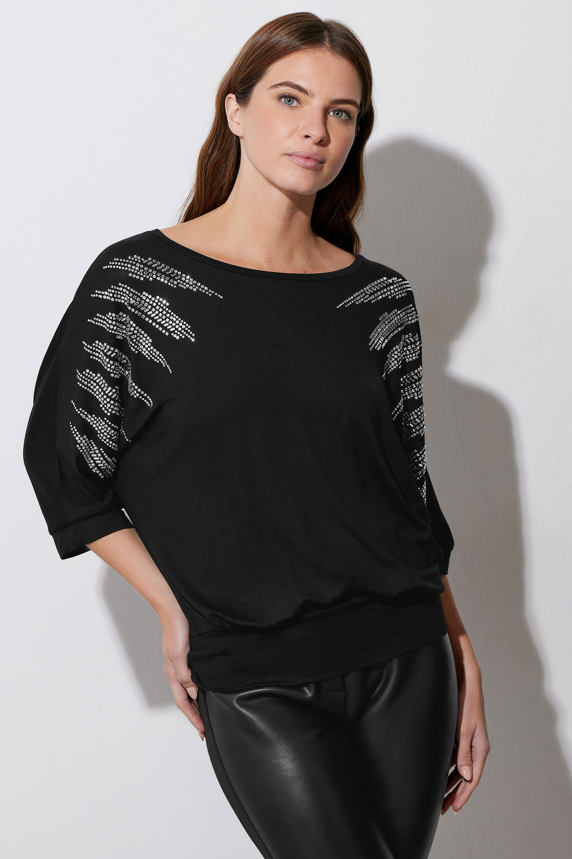 STAR Black Diamante Sleeve Top | StarByJM 1