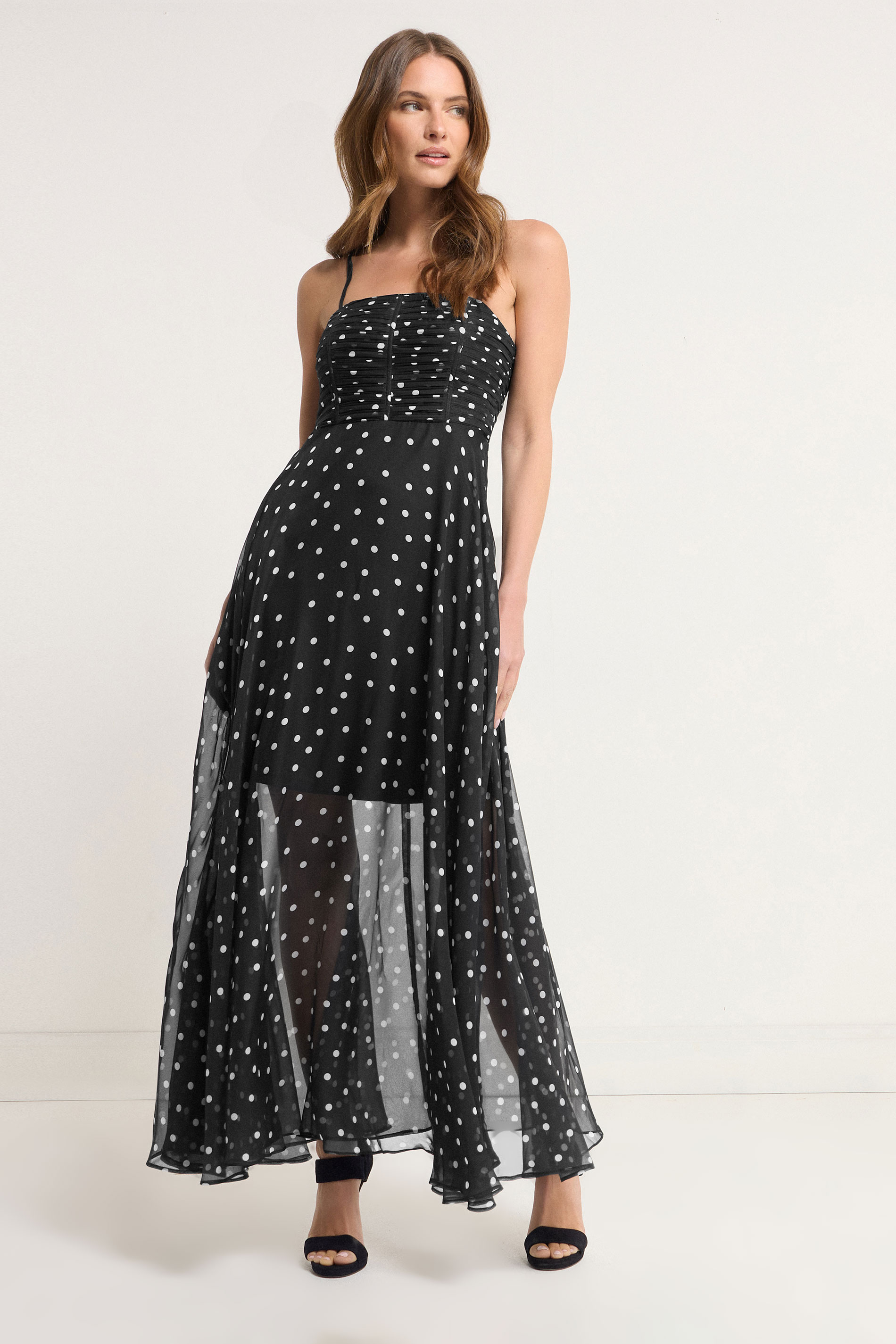STAR Black Chiffon Spot Maxi Dress | StarByJM 3