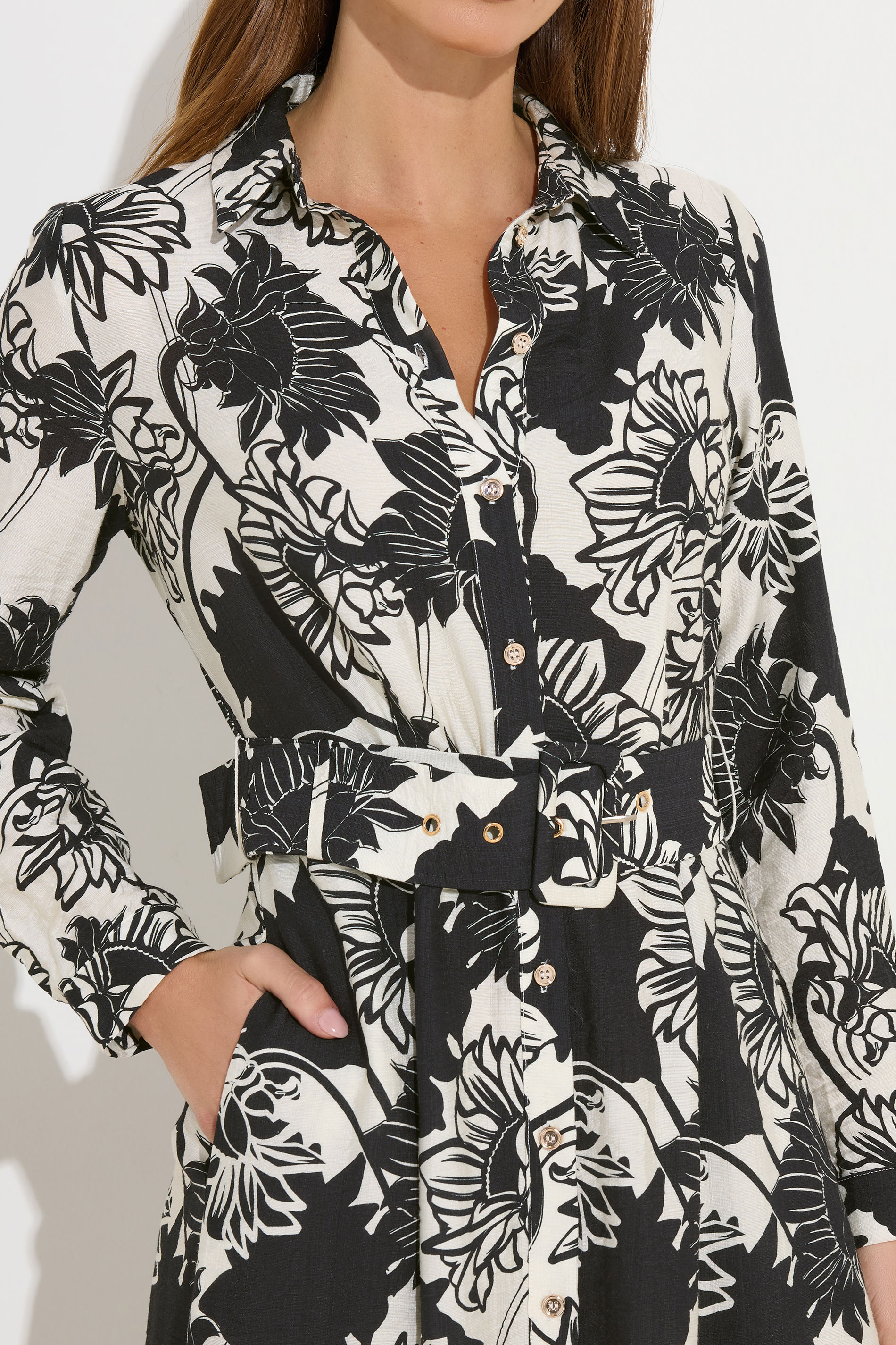 STAR Black Floral Print Button Through Dress | StarByJM 6