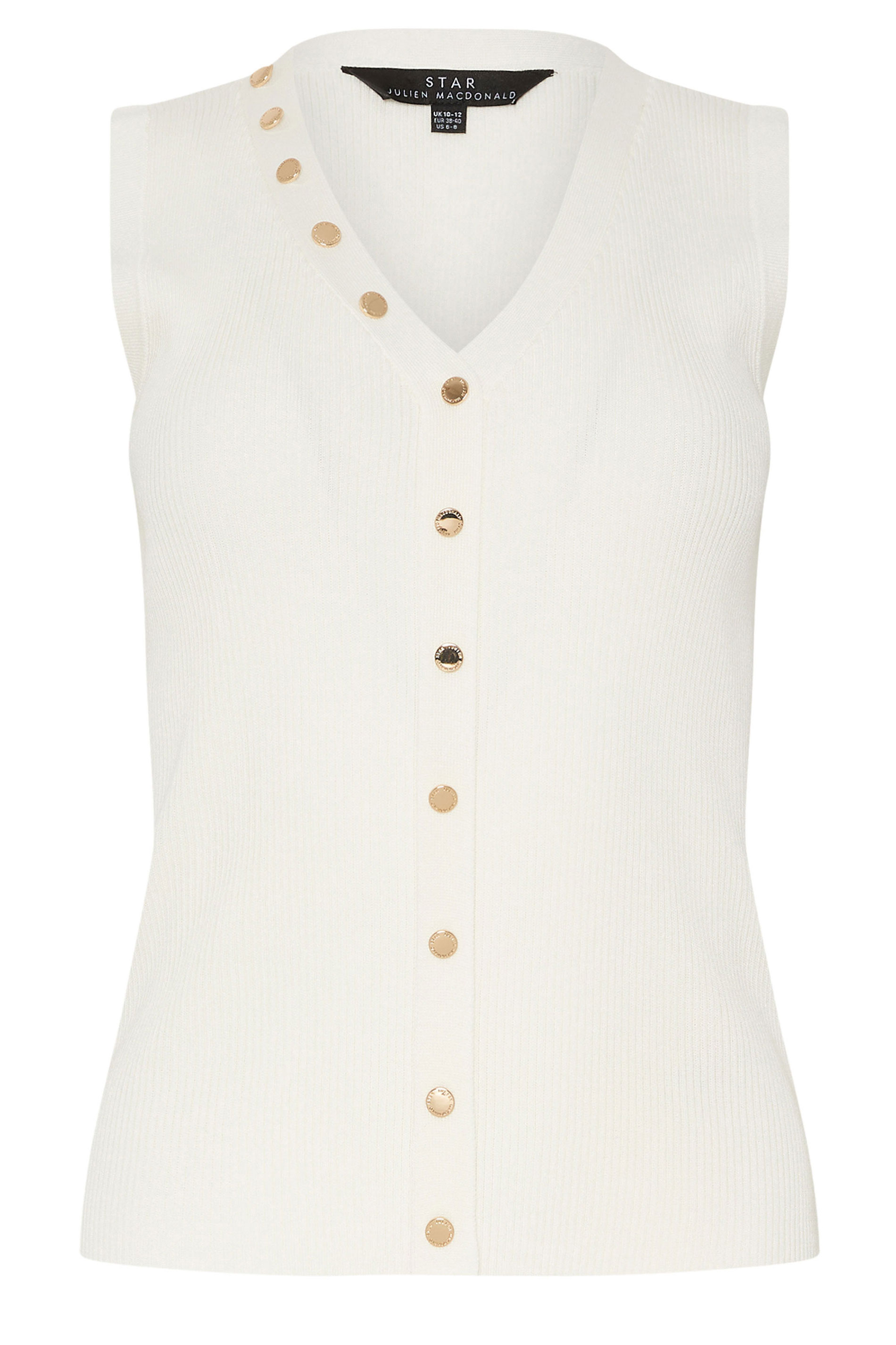STAR Ivory White Ribbed Button Bust Vest Top | StarByJM 5