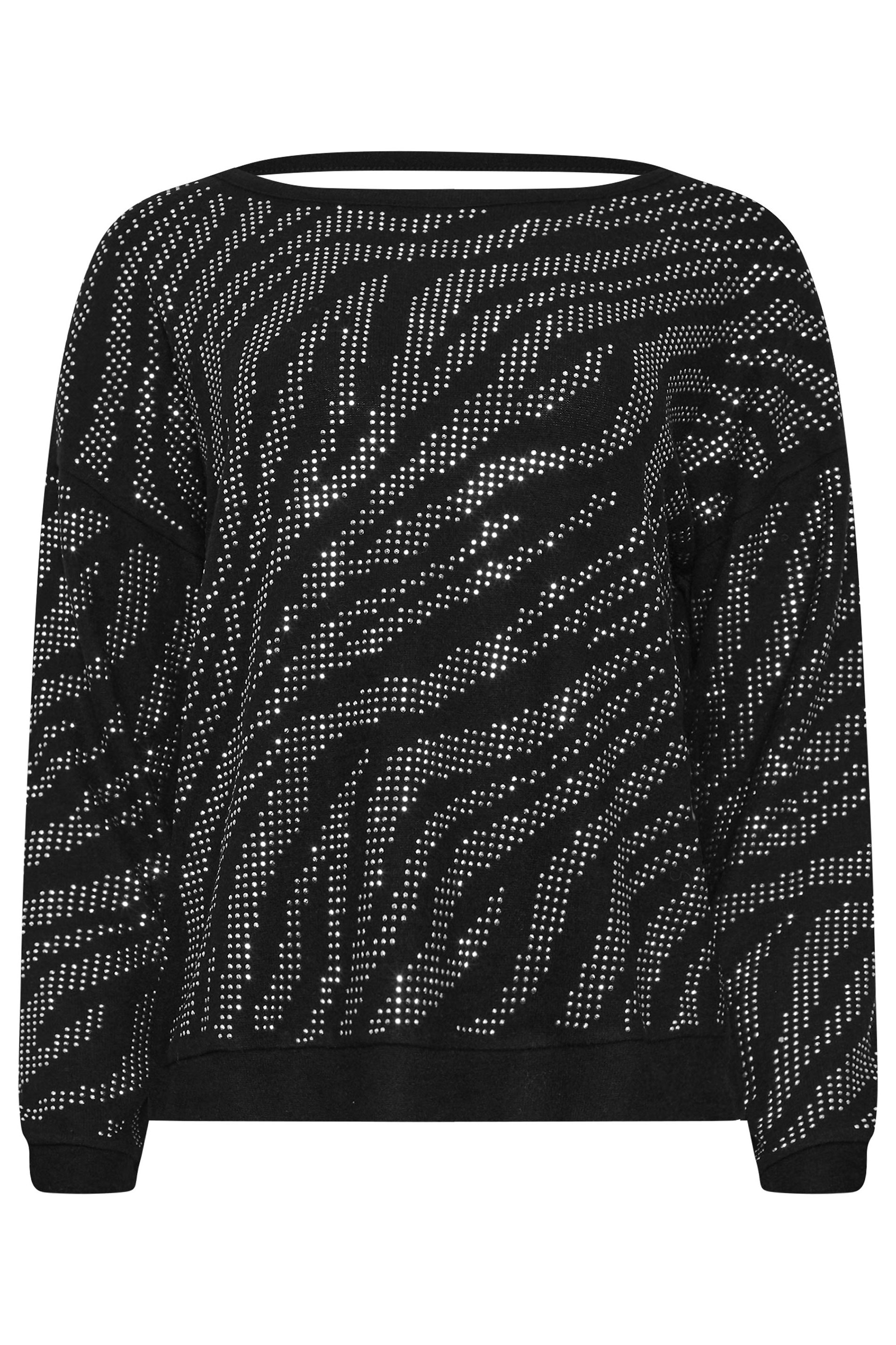 STAR Black Animal Diamante Embellished Jumper | StarByJM 7