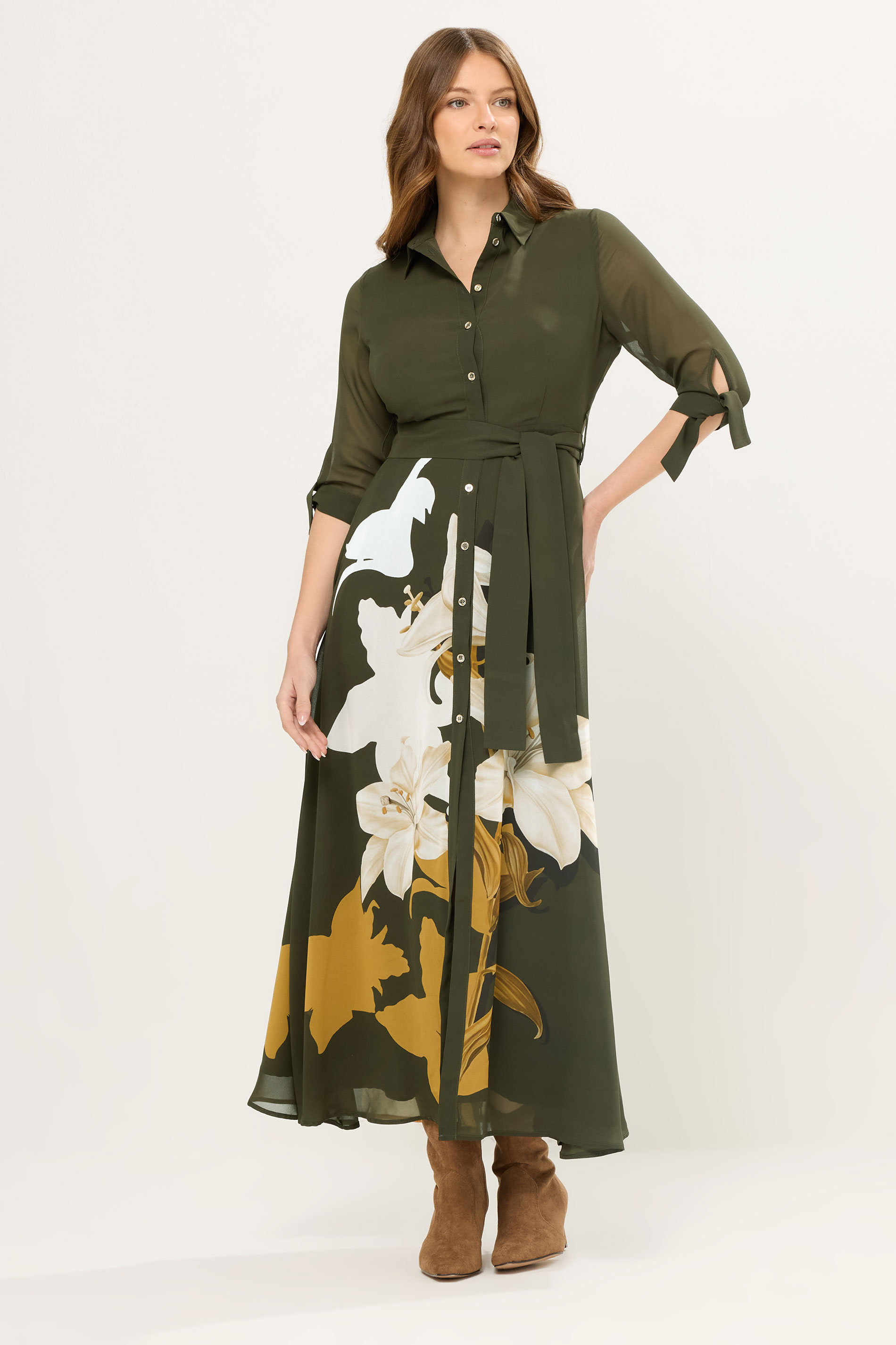 STAR Khaki Green Floral Shirt Dress | StarByJM 2