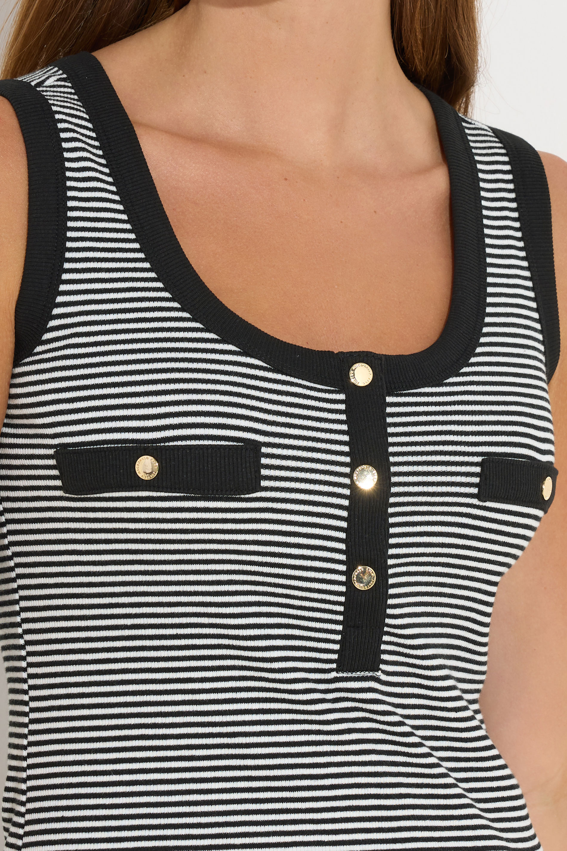 STAR Black Striped Ribbed Button Vest Top | StarByJM 4