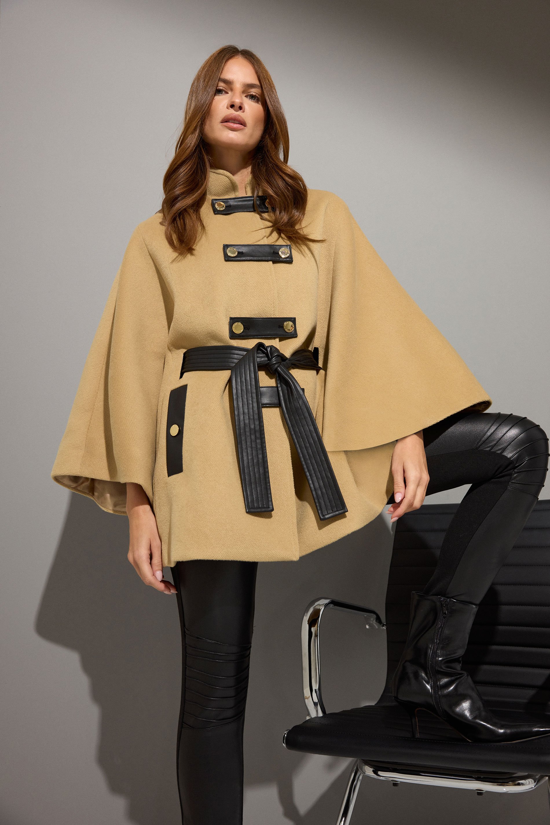 STAR Natural Brown Button Through Cape Coat | StarByJM 1