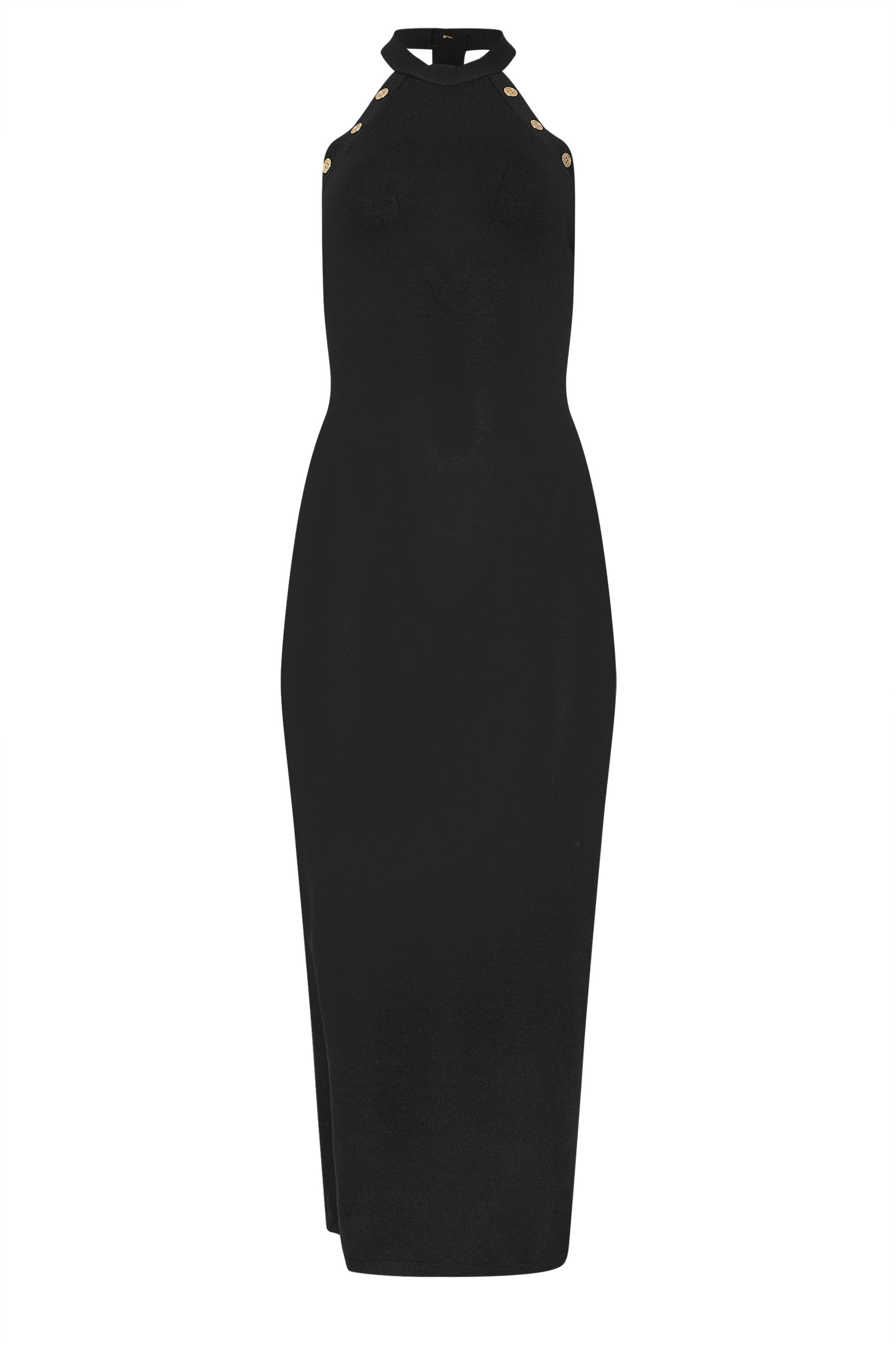 STAR Black Knitted Halter Neck Button Dress | StarByJM 8