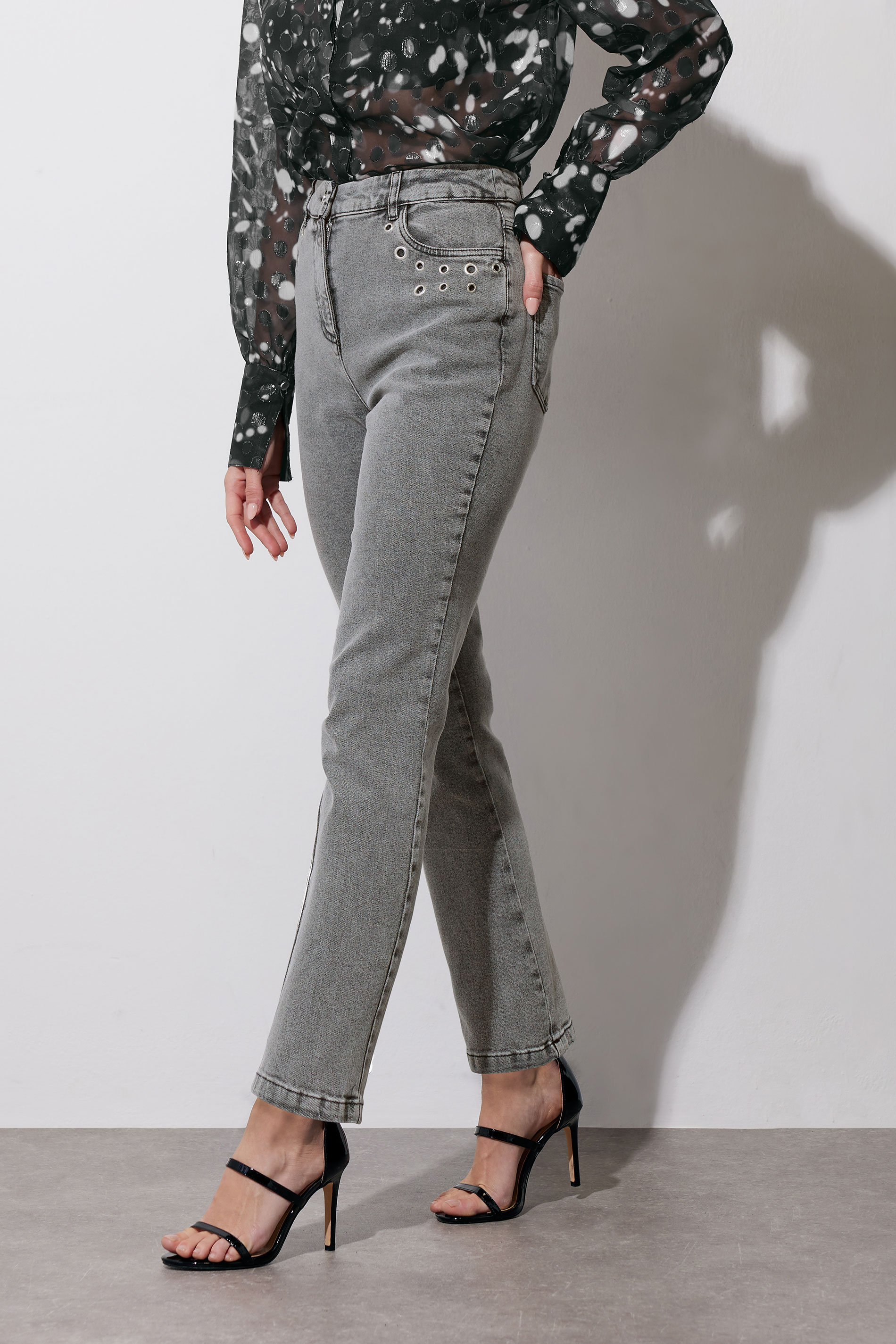 STAR Grey Eyelet Stud Boyfriend Jeans | StarByJM 2