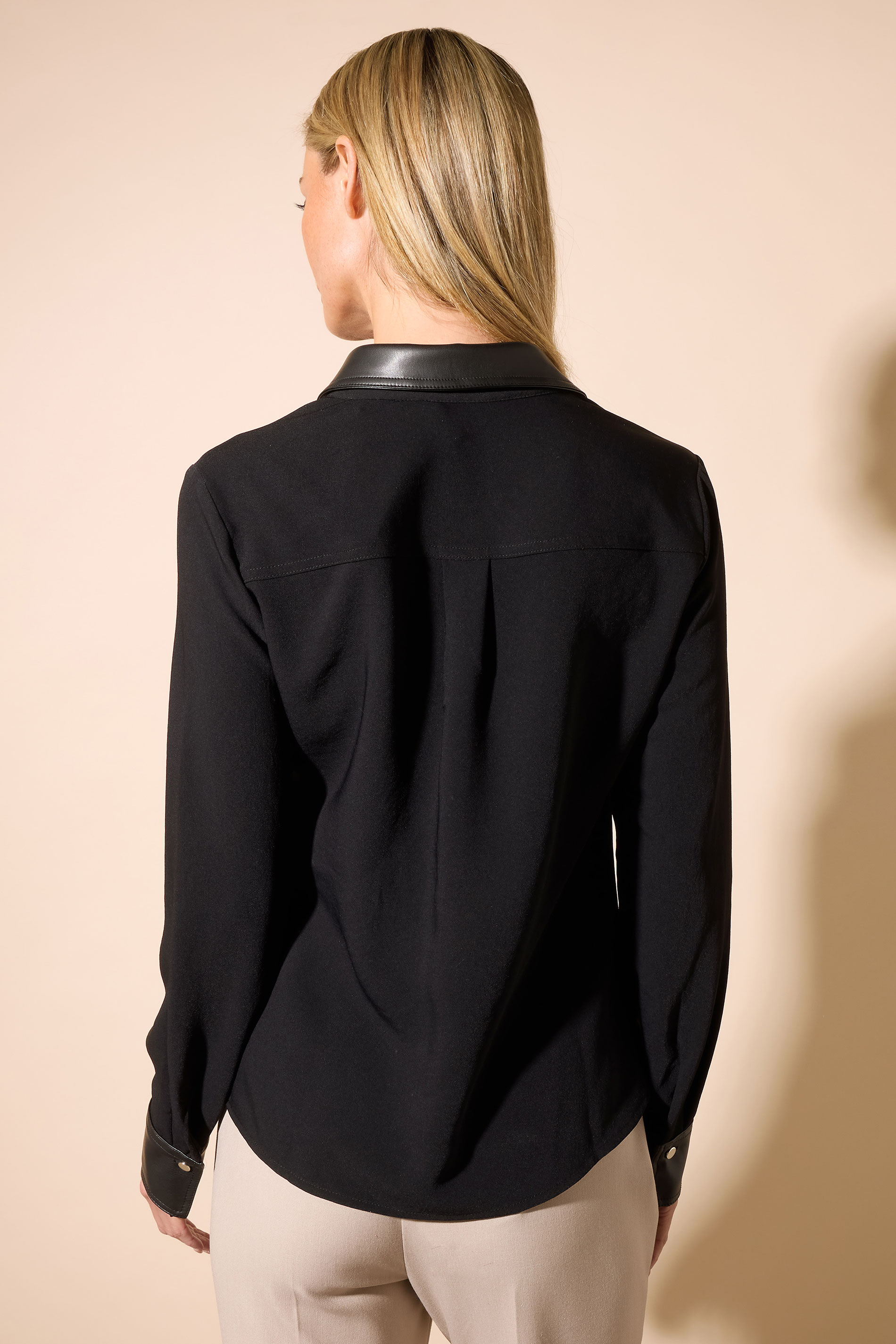 STAR Black Faux Leather Trim Shirt | StarByJM 5