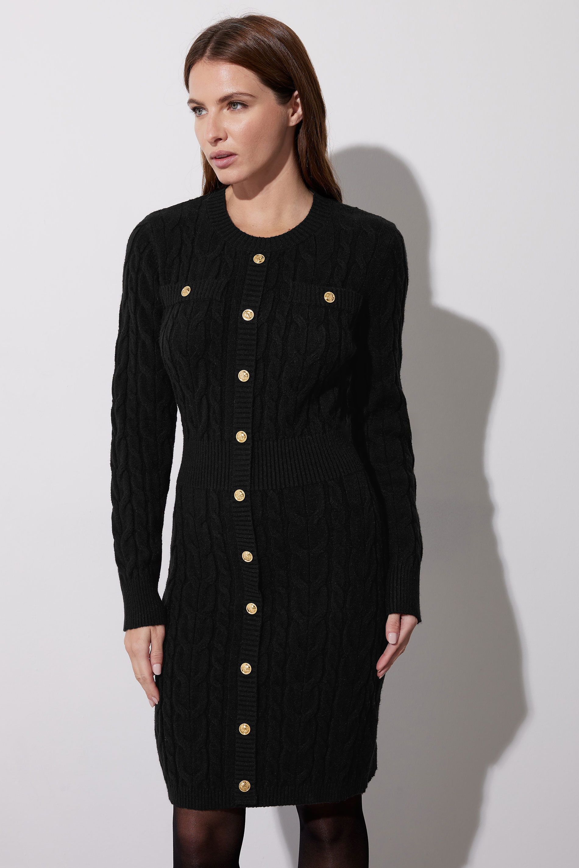 STAR Black Button Detail Cable Knit Dress | STAR x JM 2