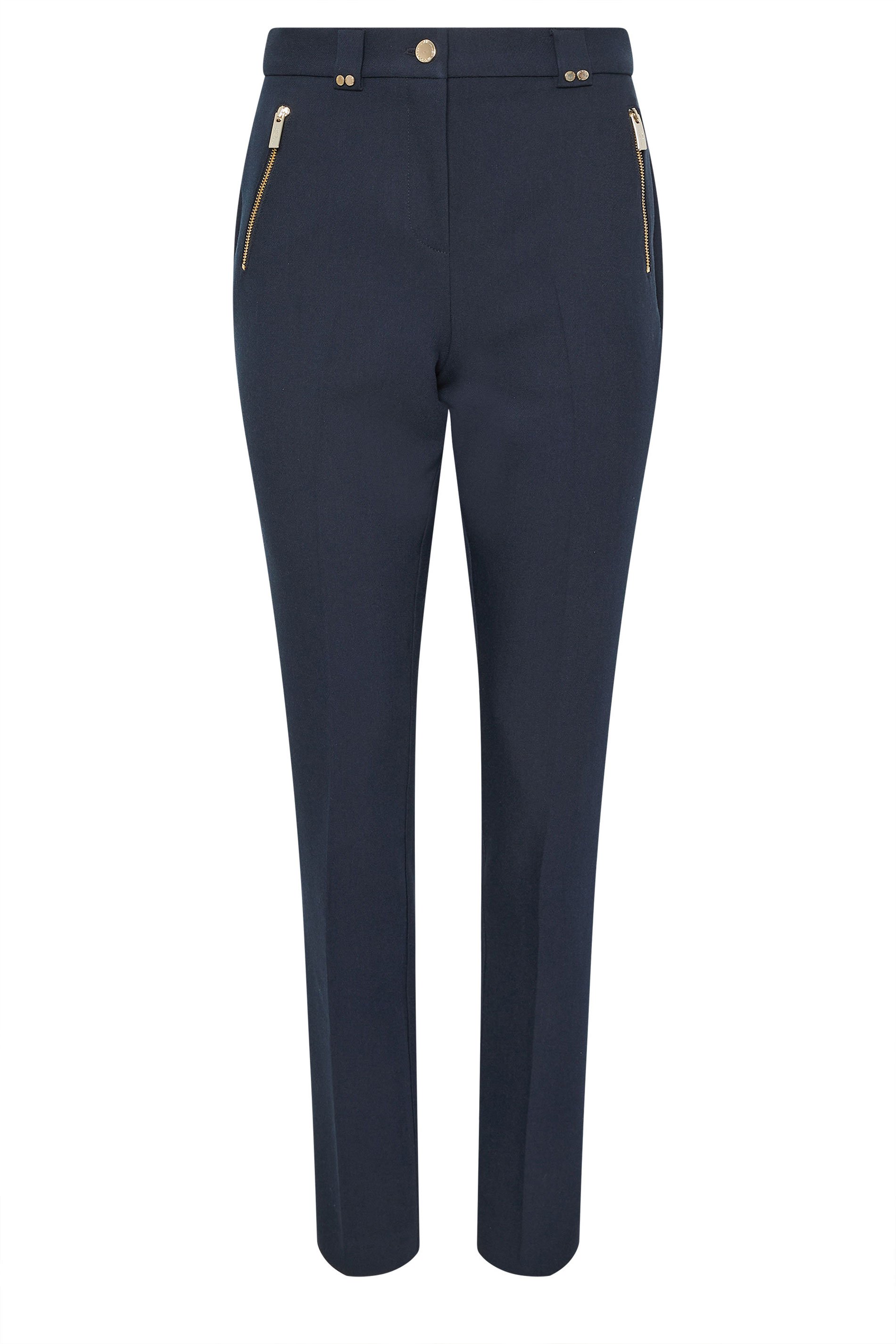 STAR Navy Blue Tailored Straight Leg Trousers | StarByJM 2