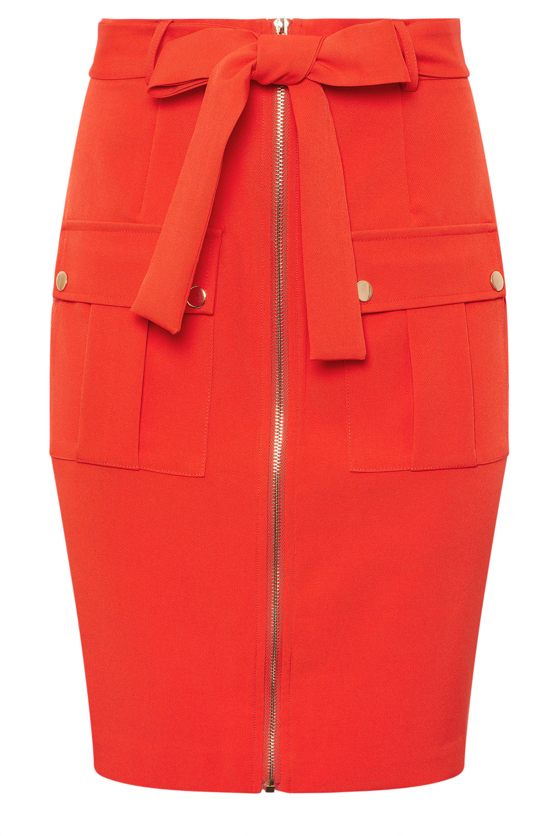 STAR Orange Zip Detail Belted Skirt 6