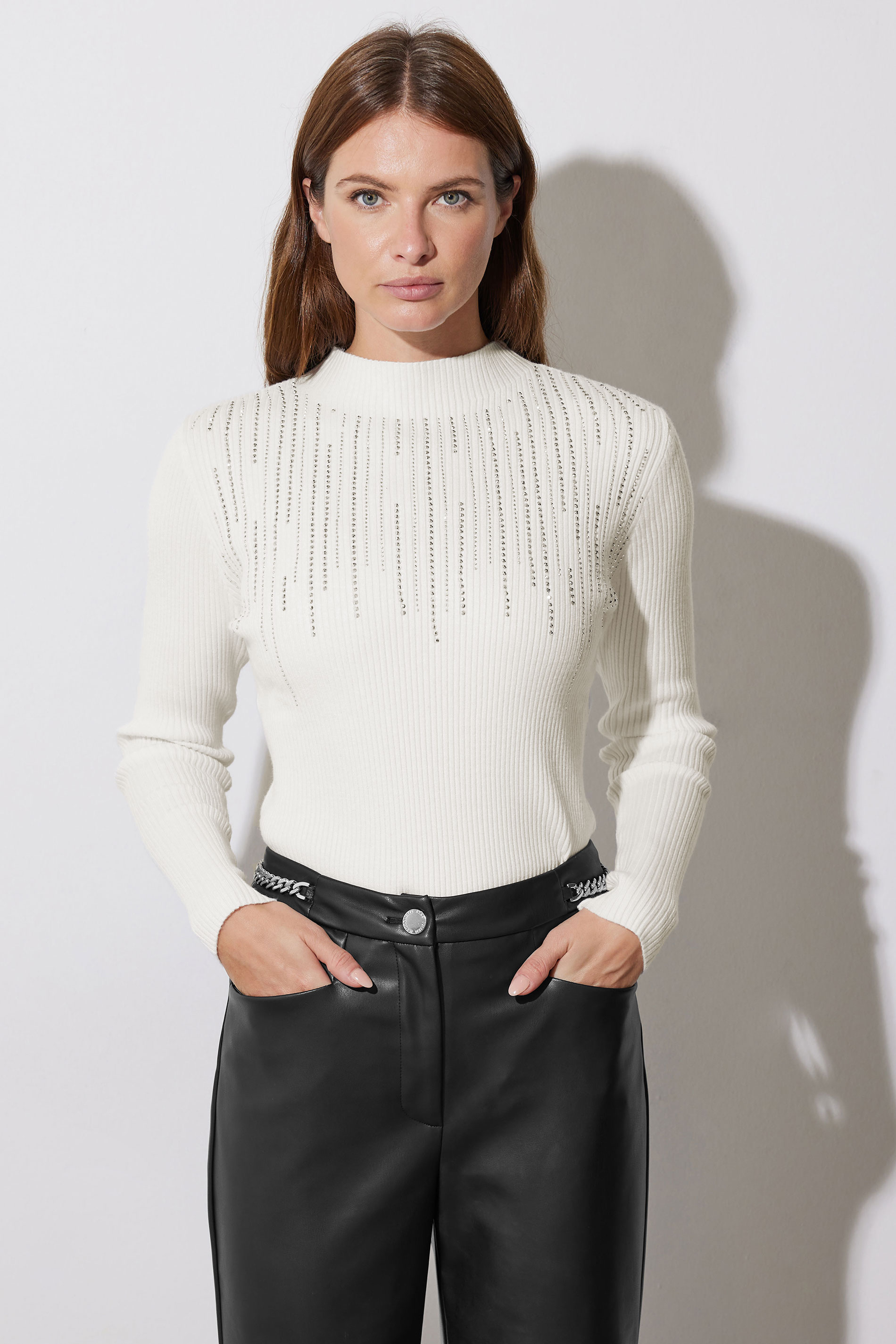 STAR White Embellished Neckline Jumper | STAR x JM 3