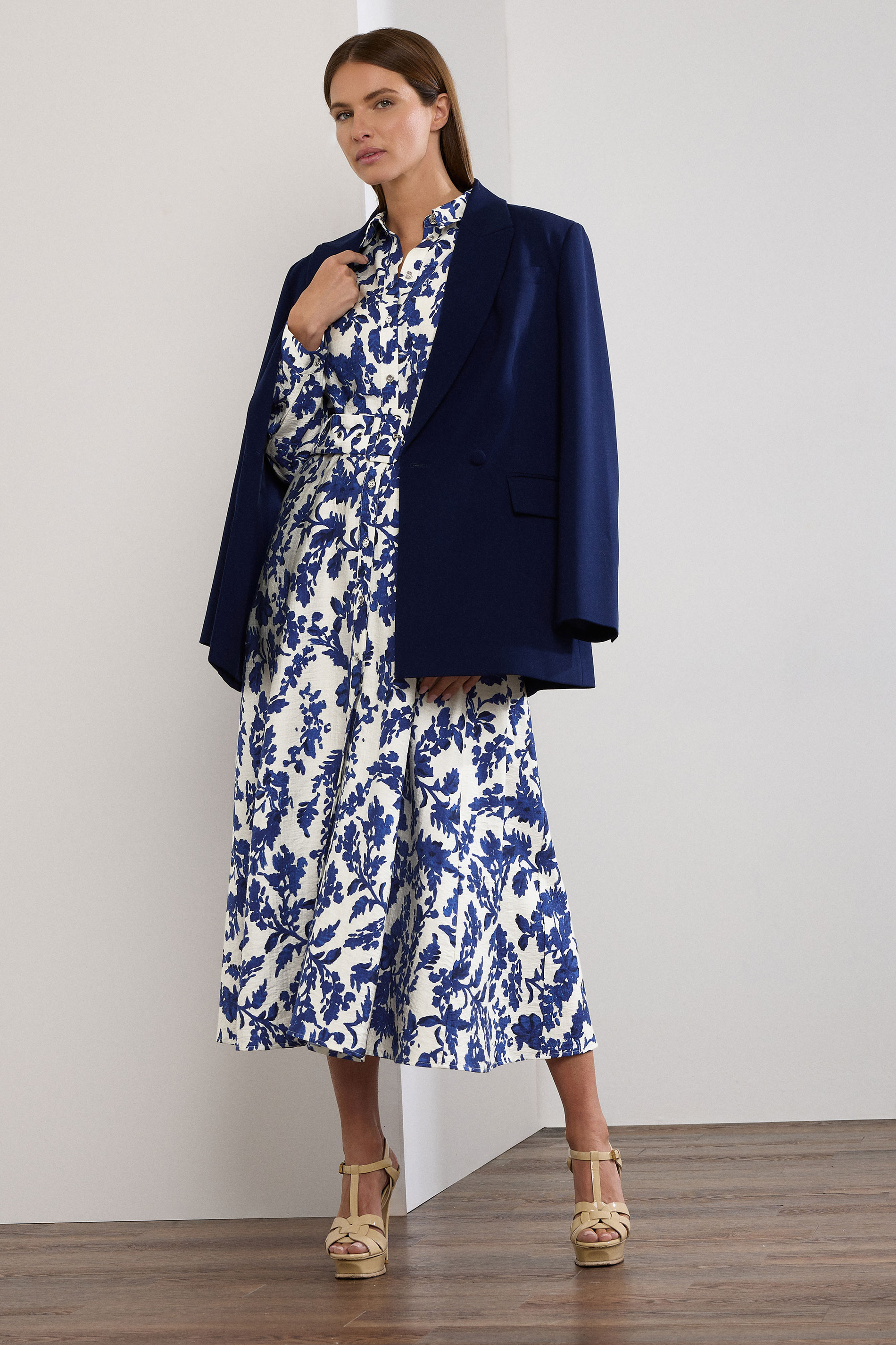 STAR White & Blue Floral Print Shirt Dress | StarByJM 2