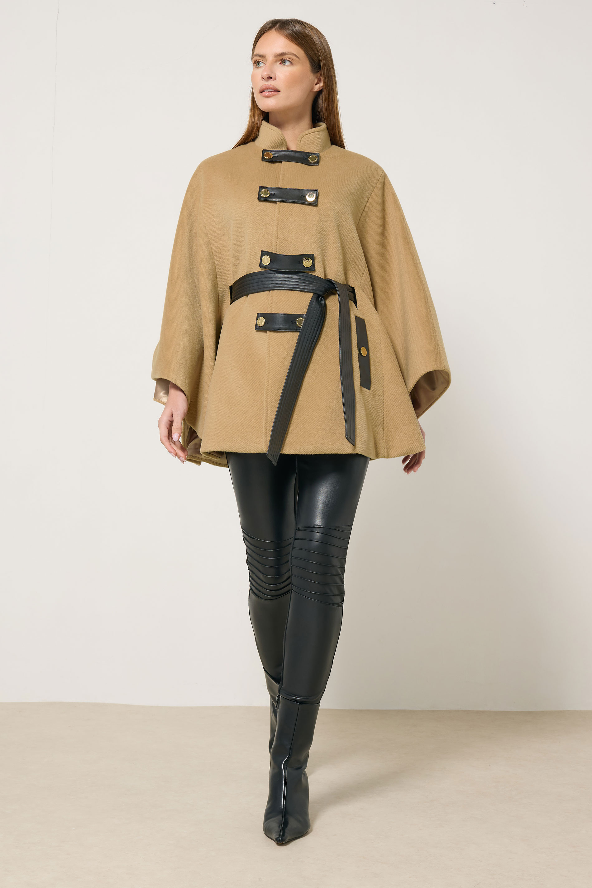 STAR Natural Brown Button Through Cape Coat | StarByJM 3