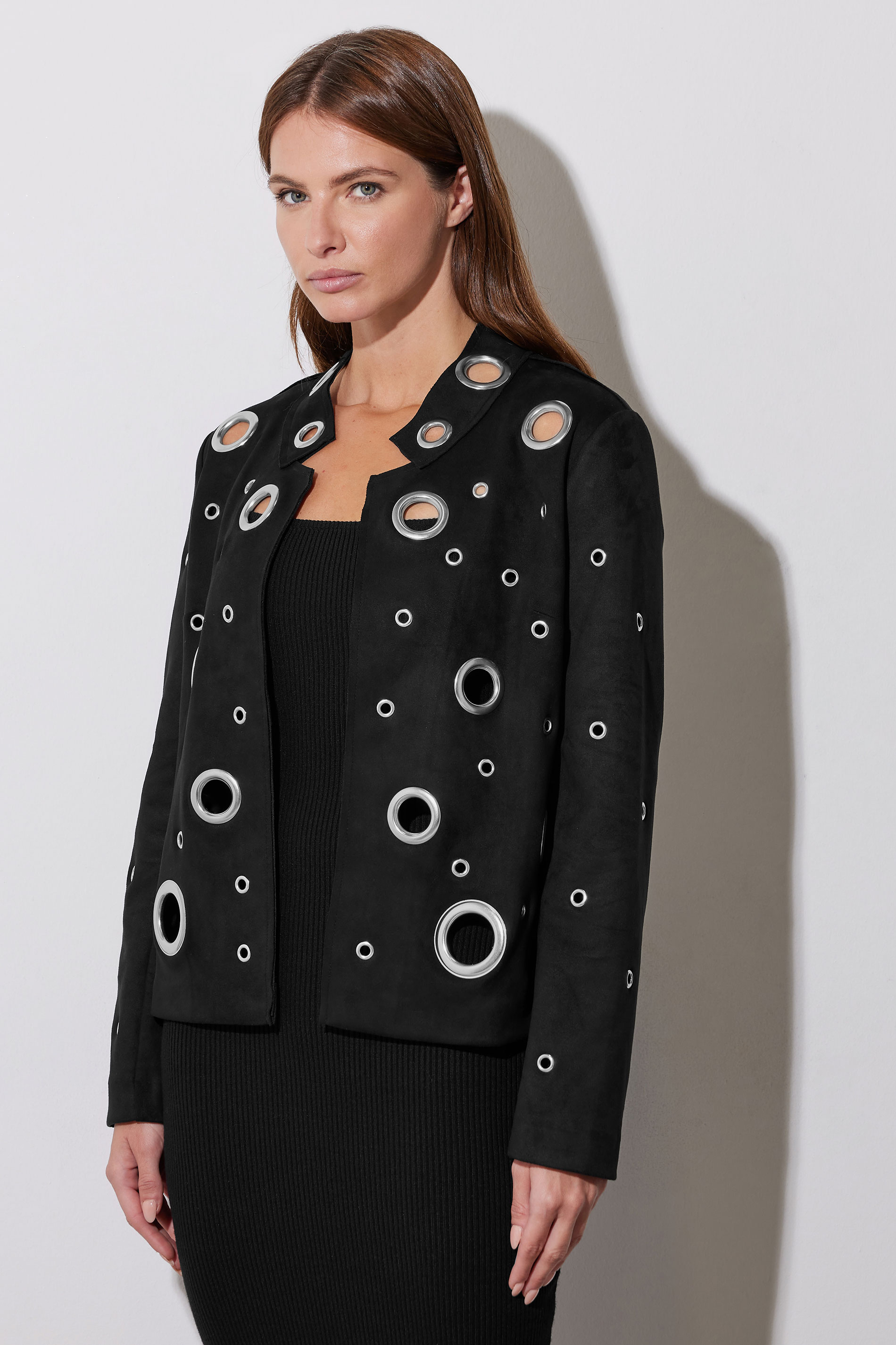 STAR Black Eyelet Detail Tailored Jacket | StarByJM 5