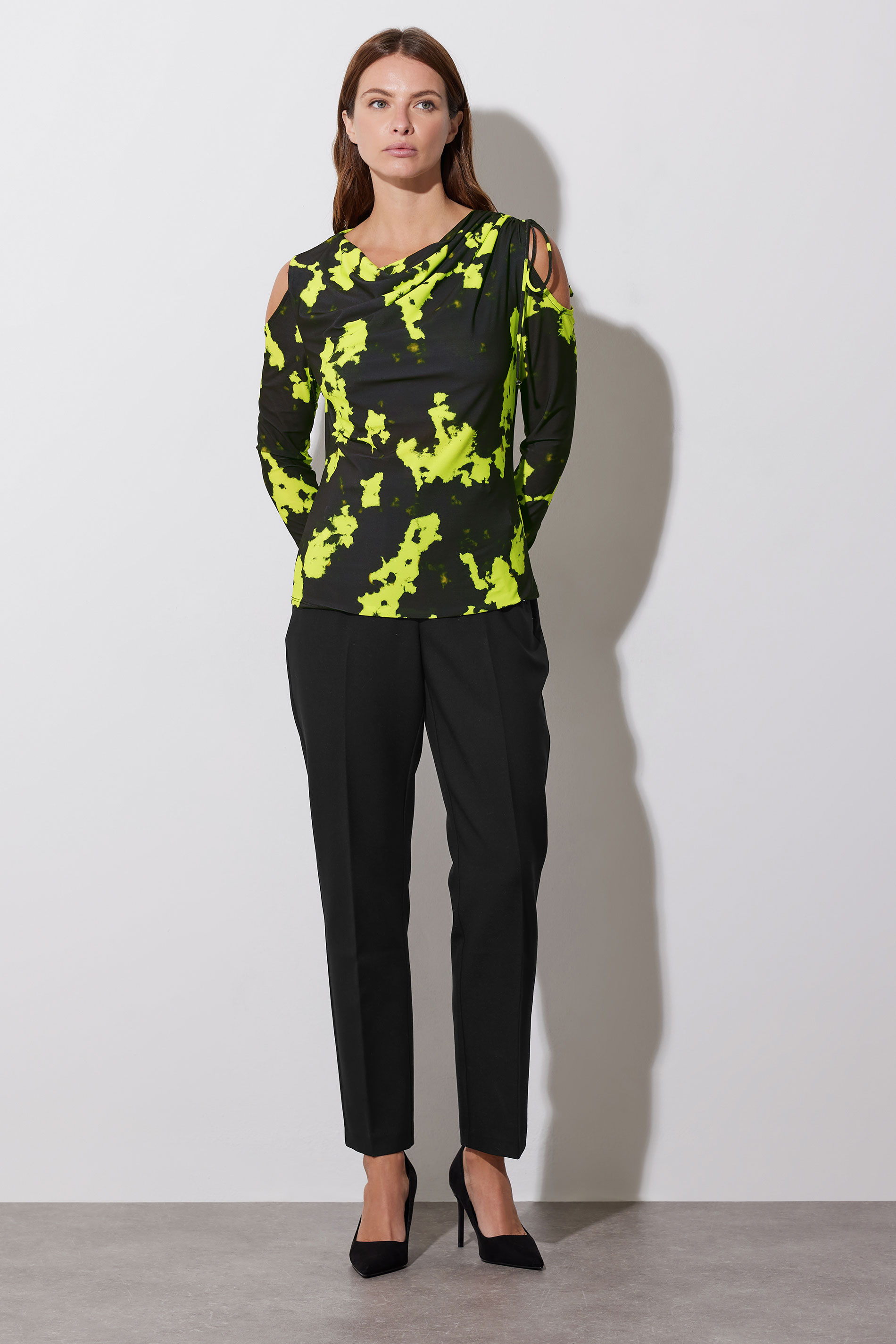 STAR Black & Yellow Ruched Cold Shoulder Top | StarByJM 2