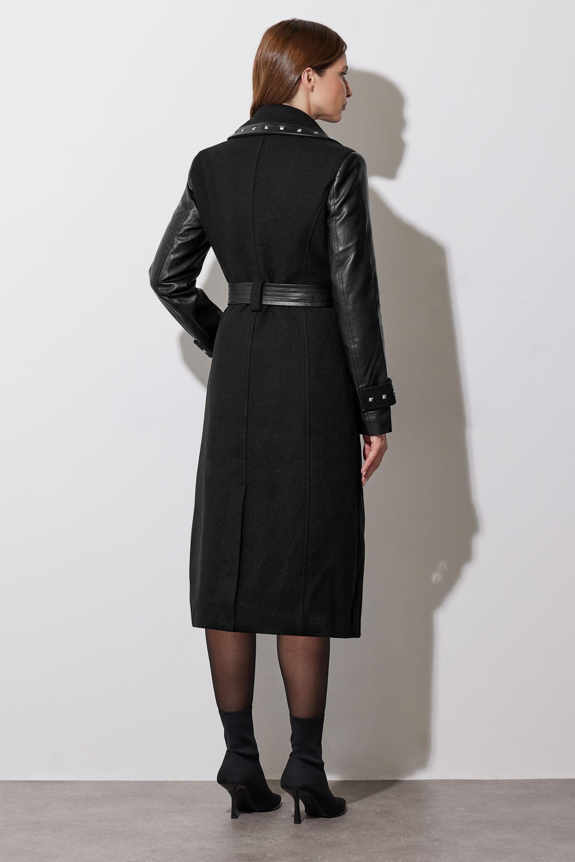 STAR Black Faux Leather Studded Trench Coat | STAR x JM 4