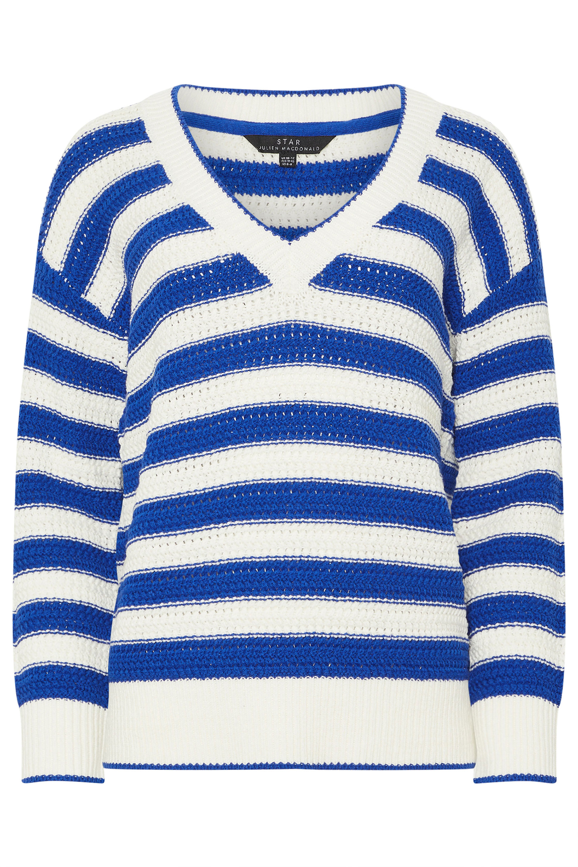 STAR Blue Knitted Stripe V-Neckline Jumper | StarByJM 6