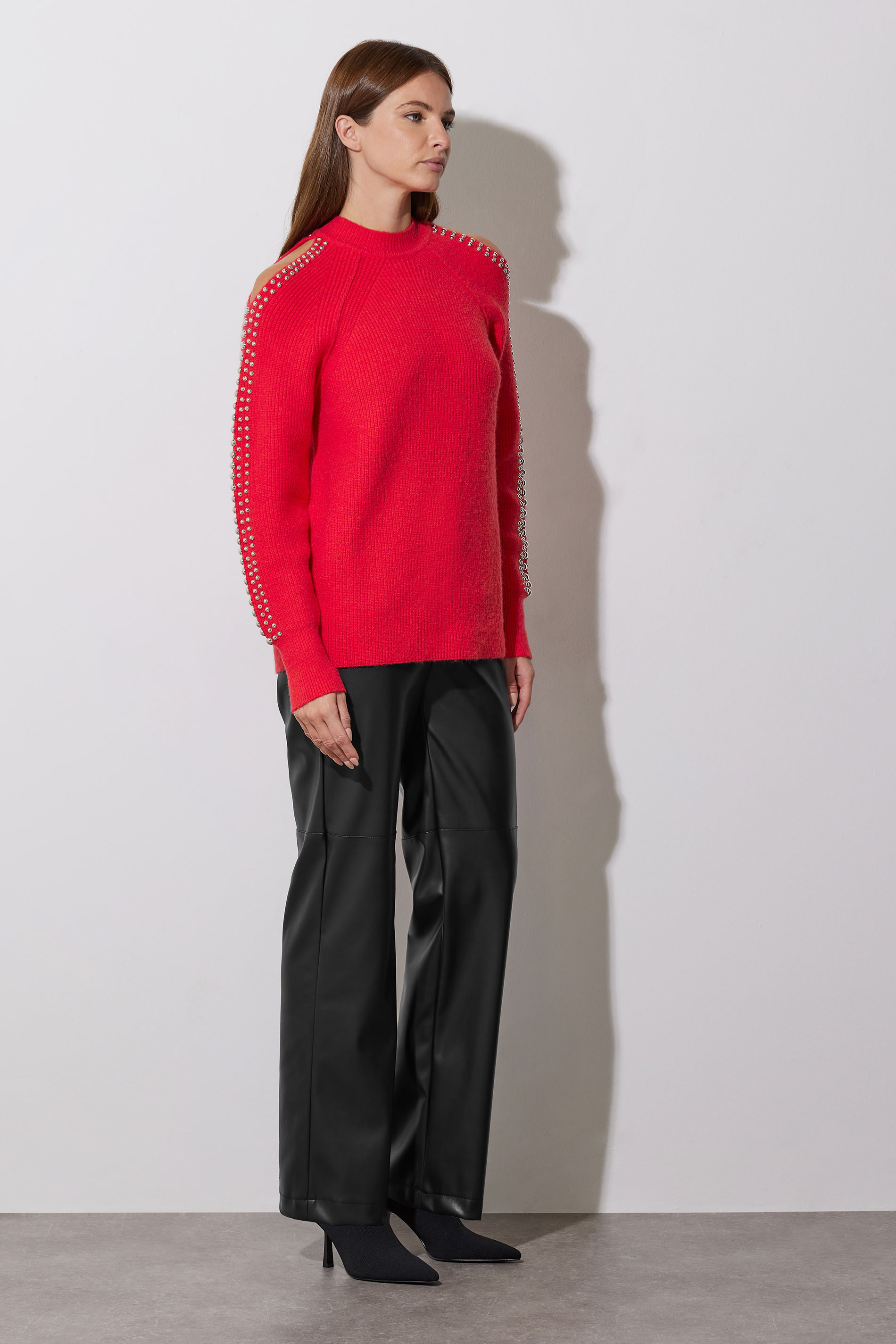 STAR Red Embellished Sleeve Jumper | STAR x JM 5