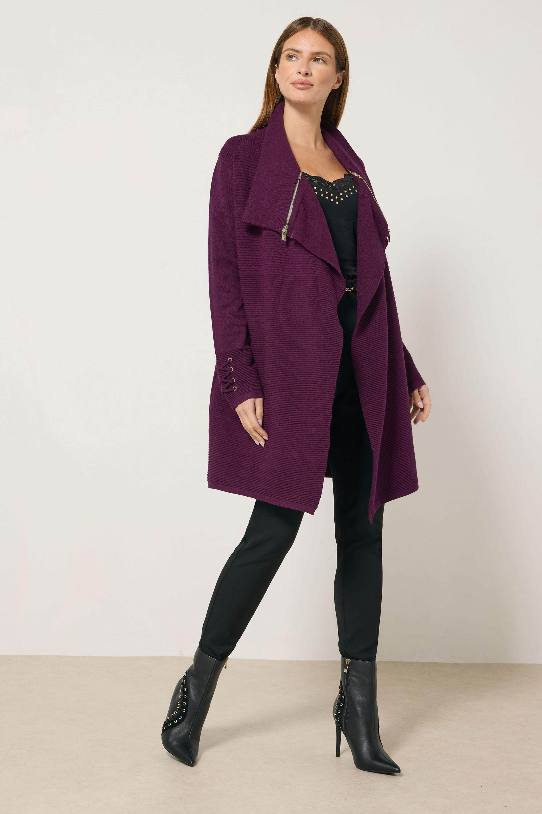 STAR Burgundy Red Zip Detail Cardigan | StayByJM 2