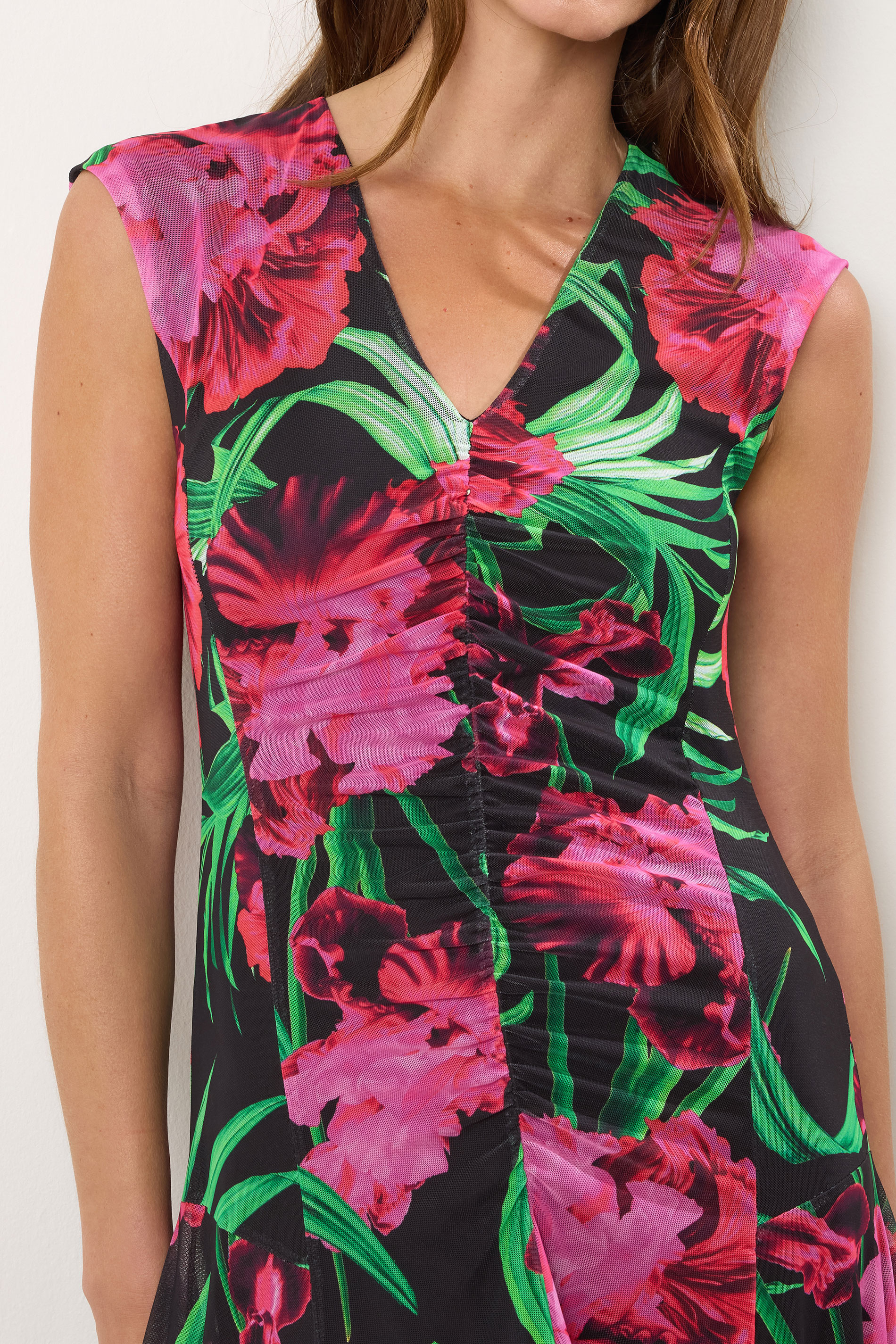 STAR Black Mesh Floral Hanky Hem Midi Dress | StarByJM 5