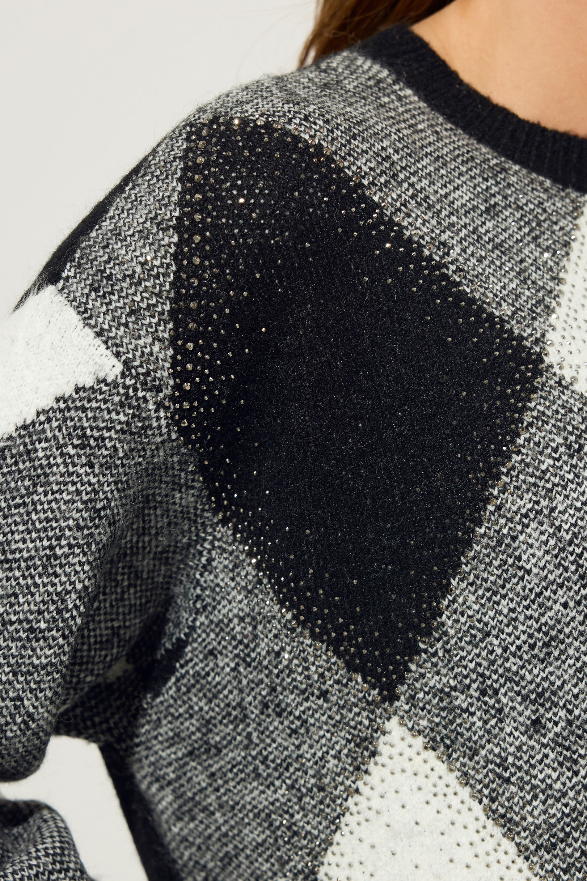 STAR Black Argyle Knitted Jumper | StarByJM 4