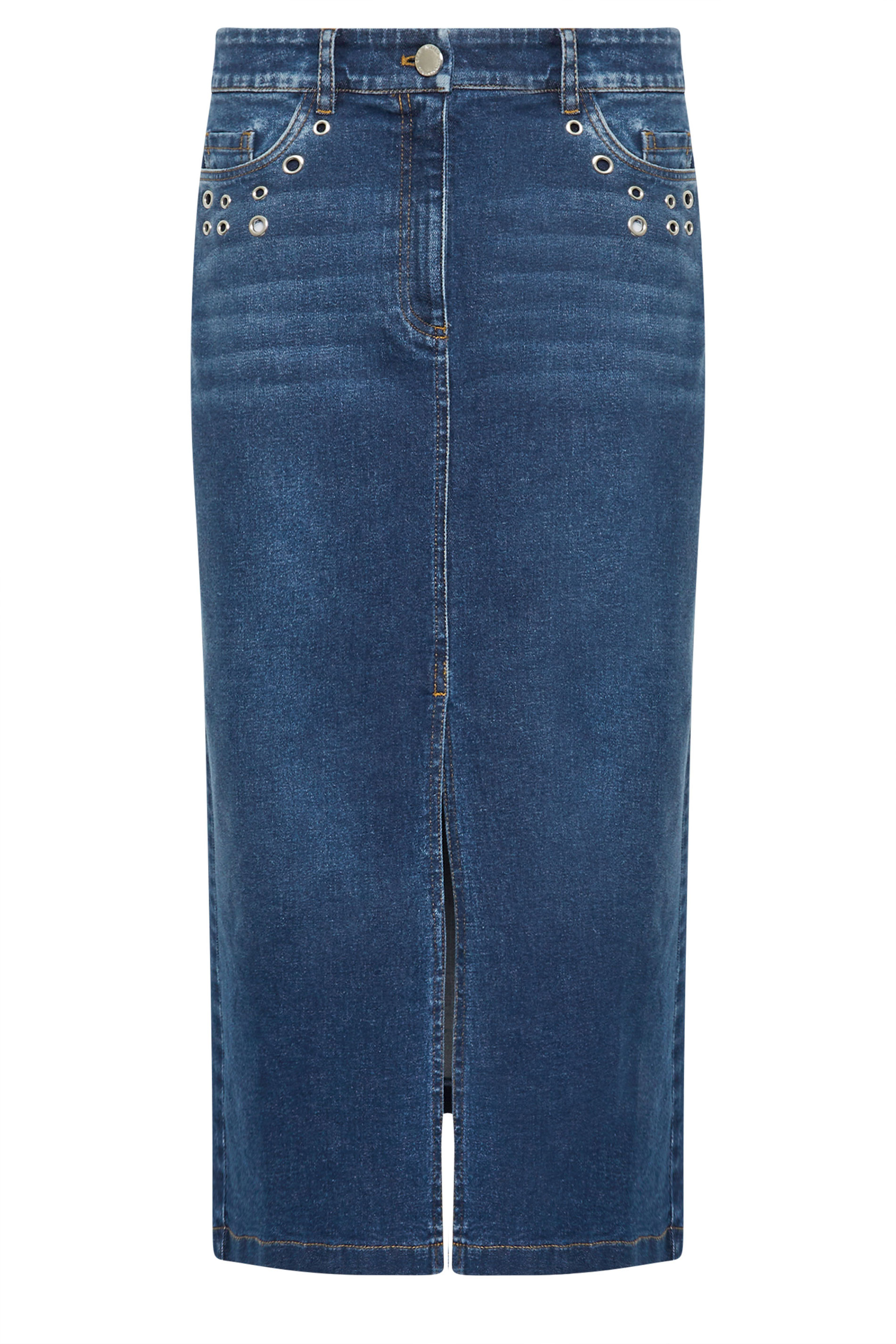 STAR Blue Eyelet Midi Denim Skirt | StarByJM 7