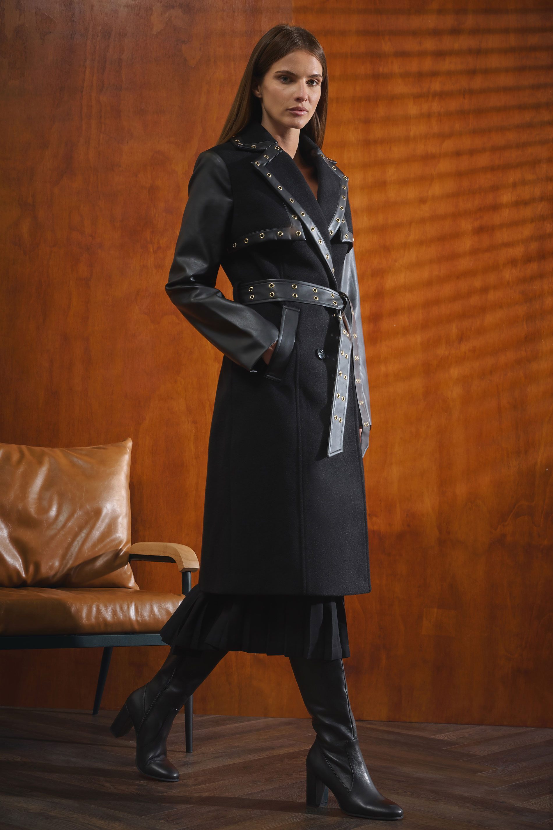 STAR Black Faux Leather Trim Coat | StarByJM 6