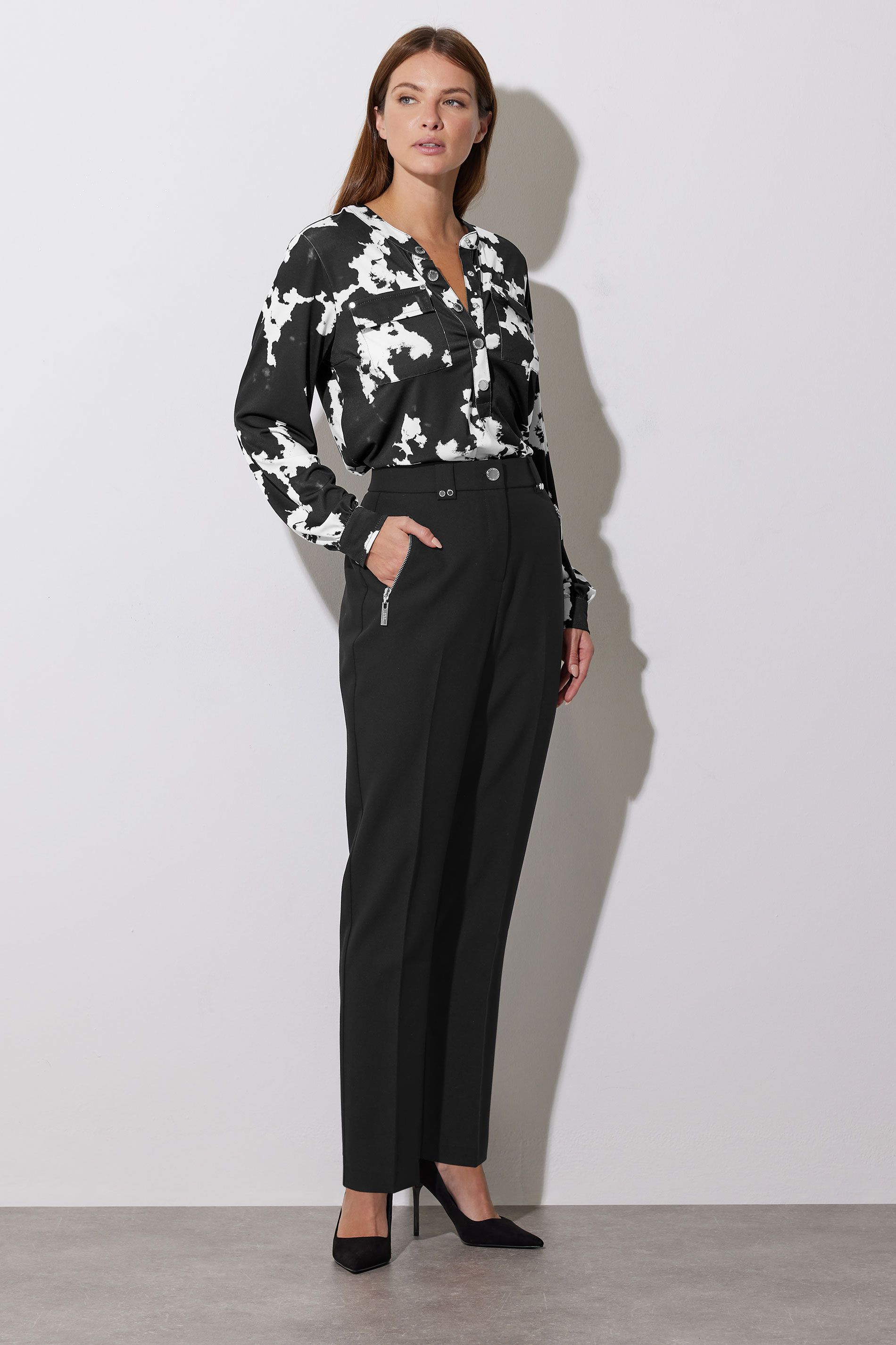 STAR Black Abstract Print Military Button Shirt | StarByJM 2