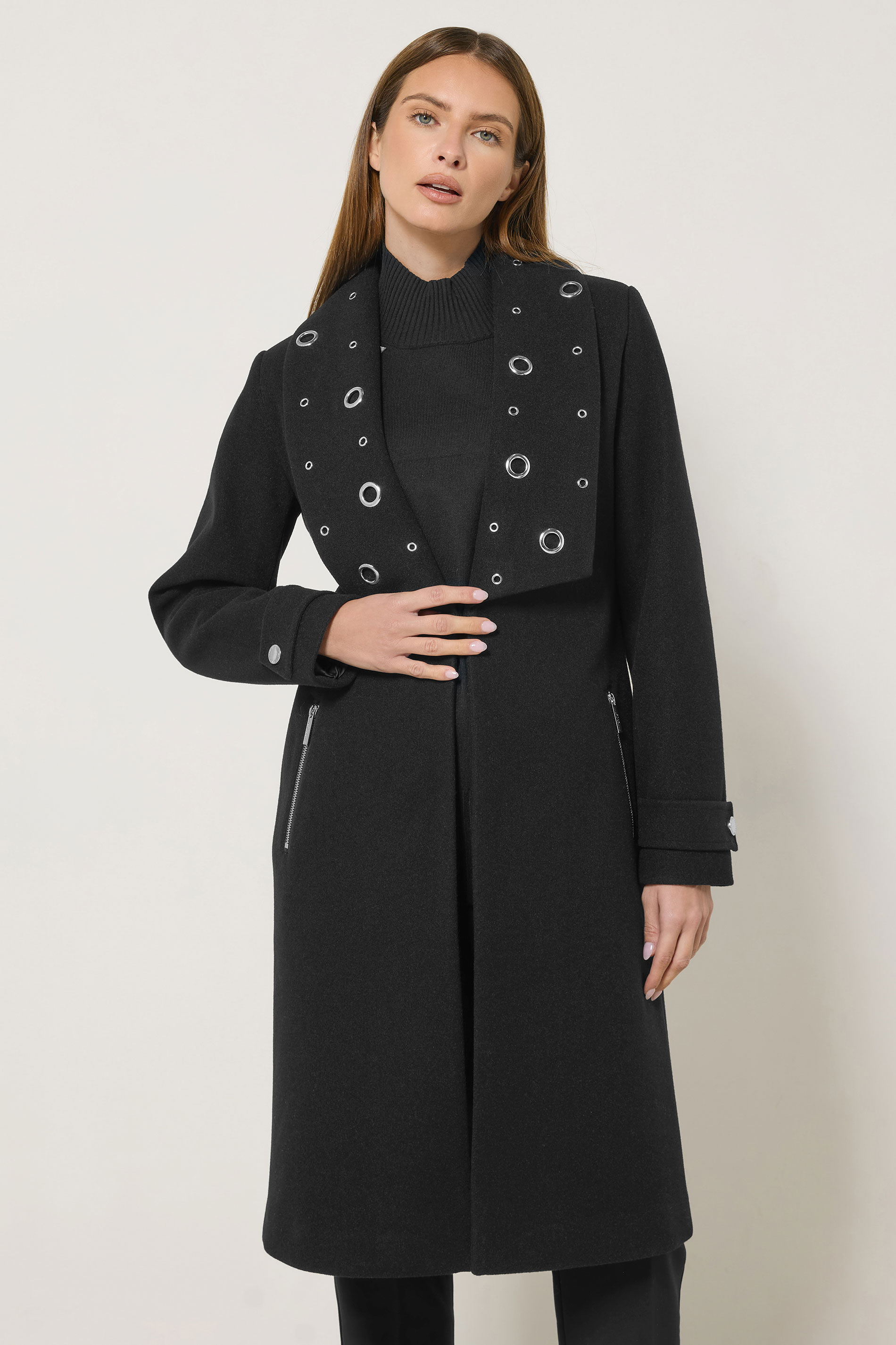 STAR Black Eyelet Collar Coat | StarByJM 3