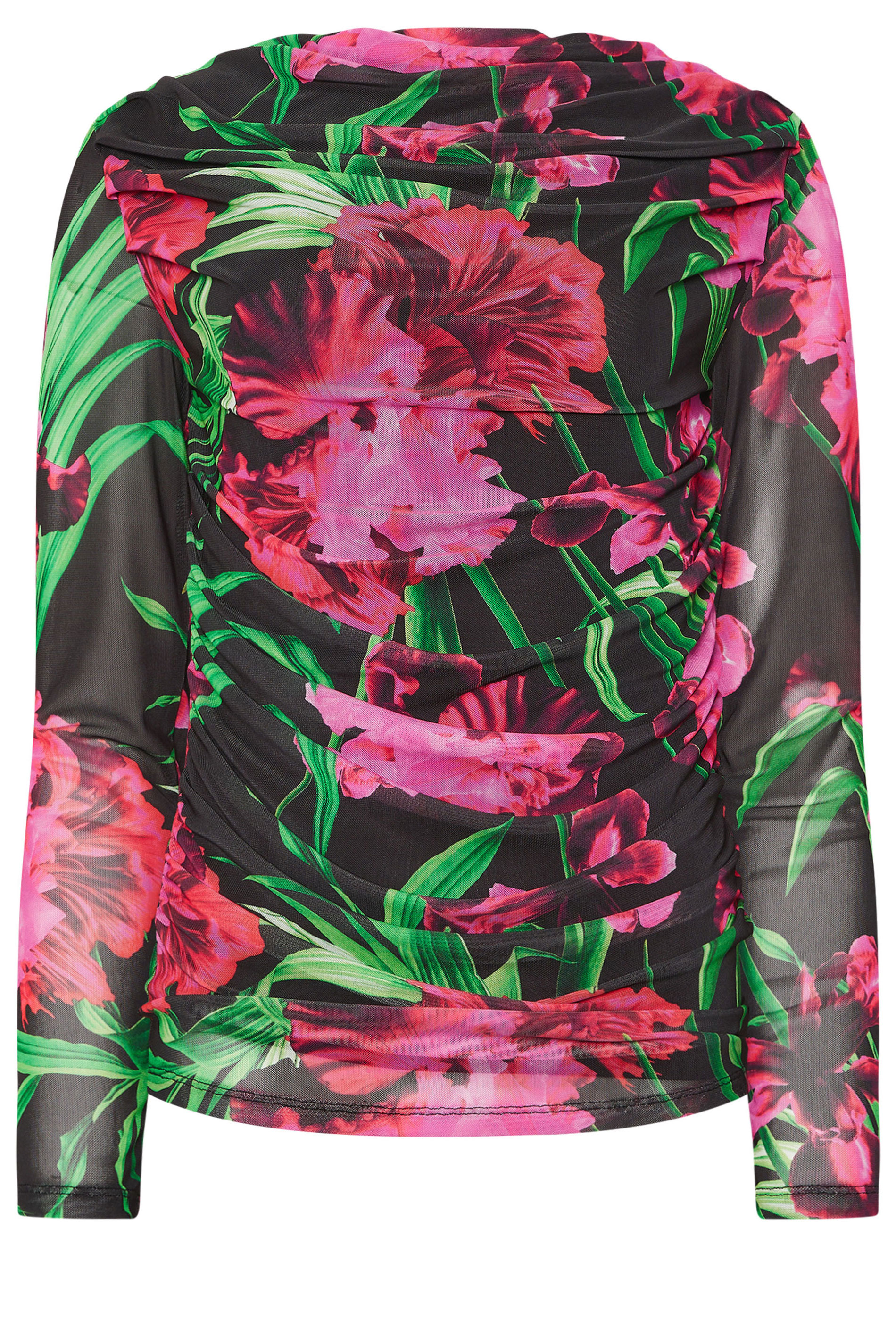 STAR Black Mesh Floral Cowl Neck Top | StarByJM 6