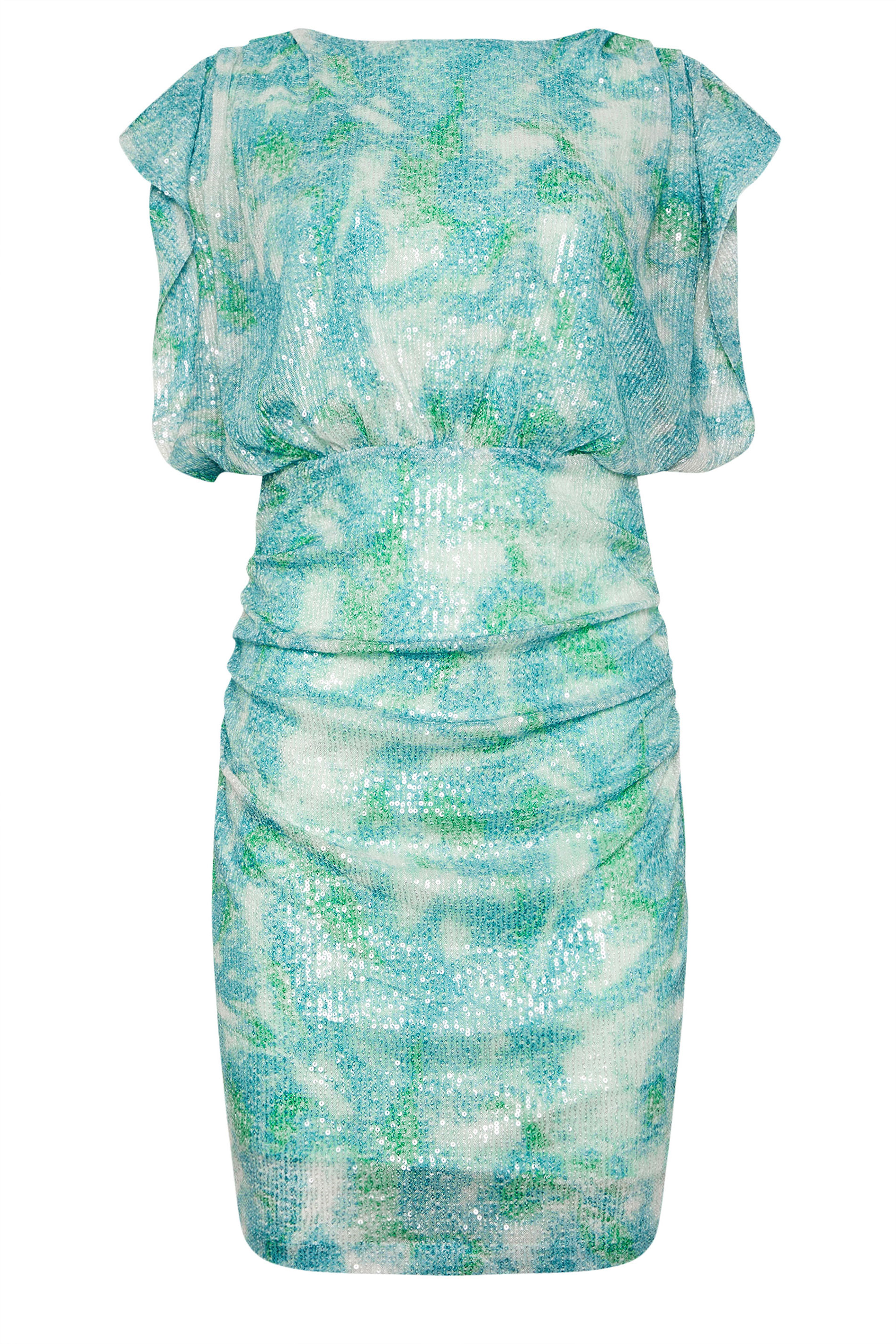 STAR Turquoise Green Sequin Ruched Mini Dress | StarByJM 8