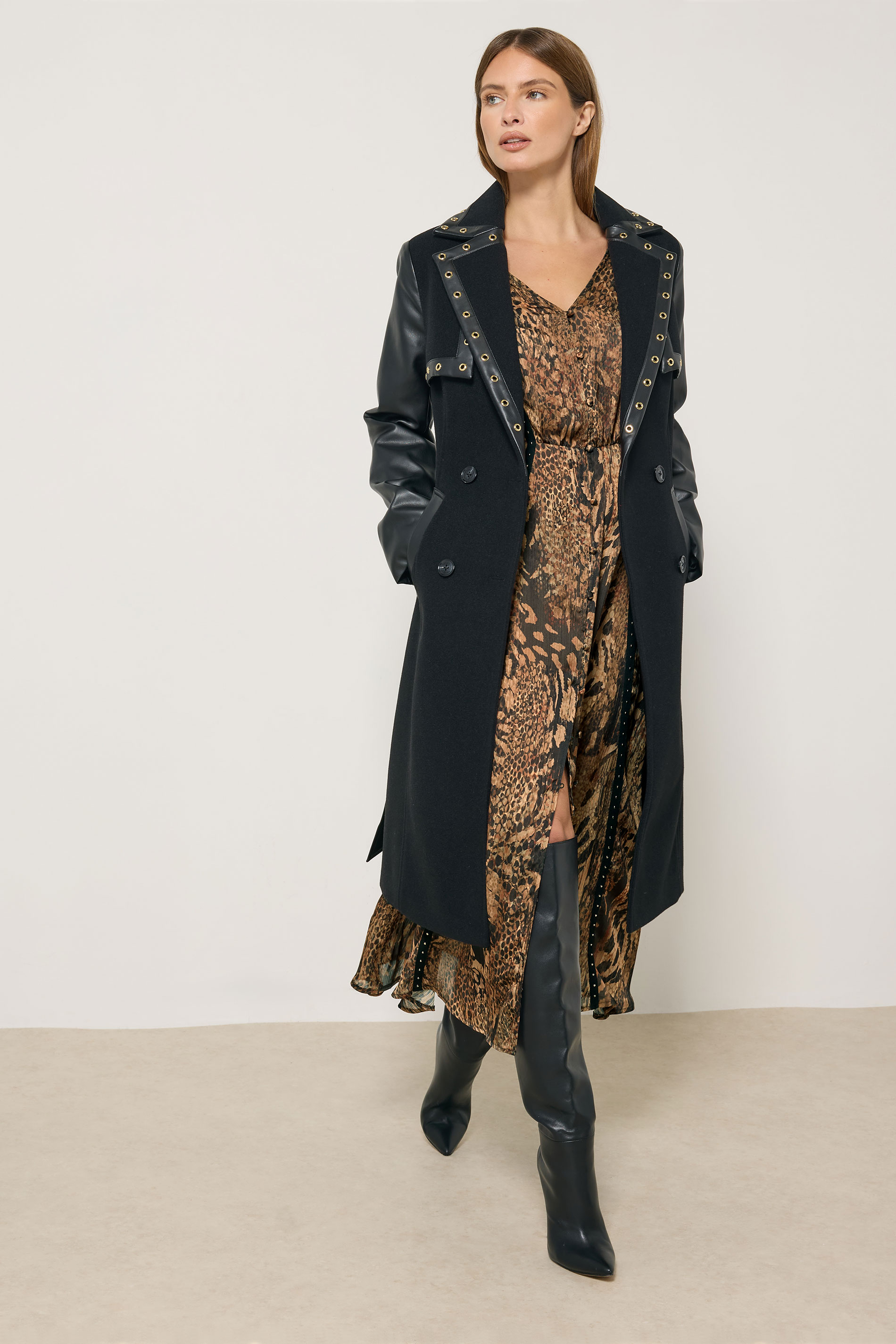 STAR Brown Animal Button Through Midi Dress | StarByJM 4