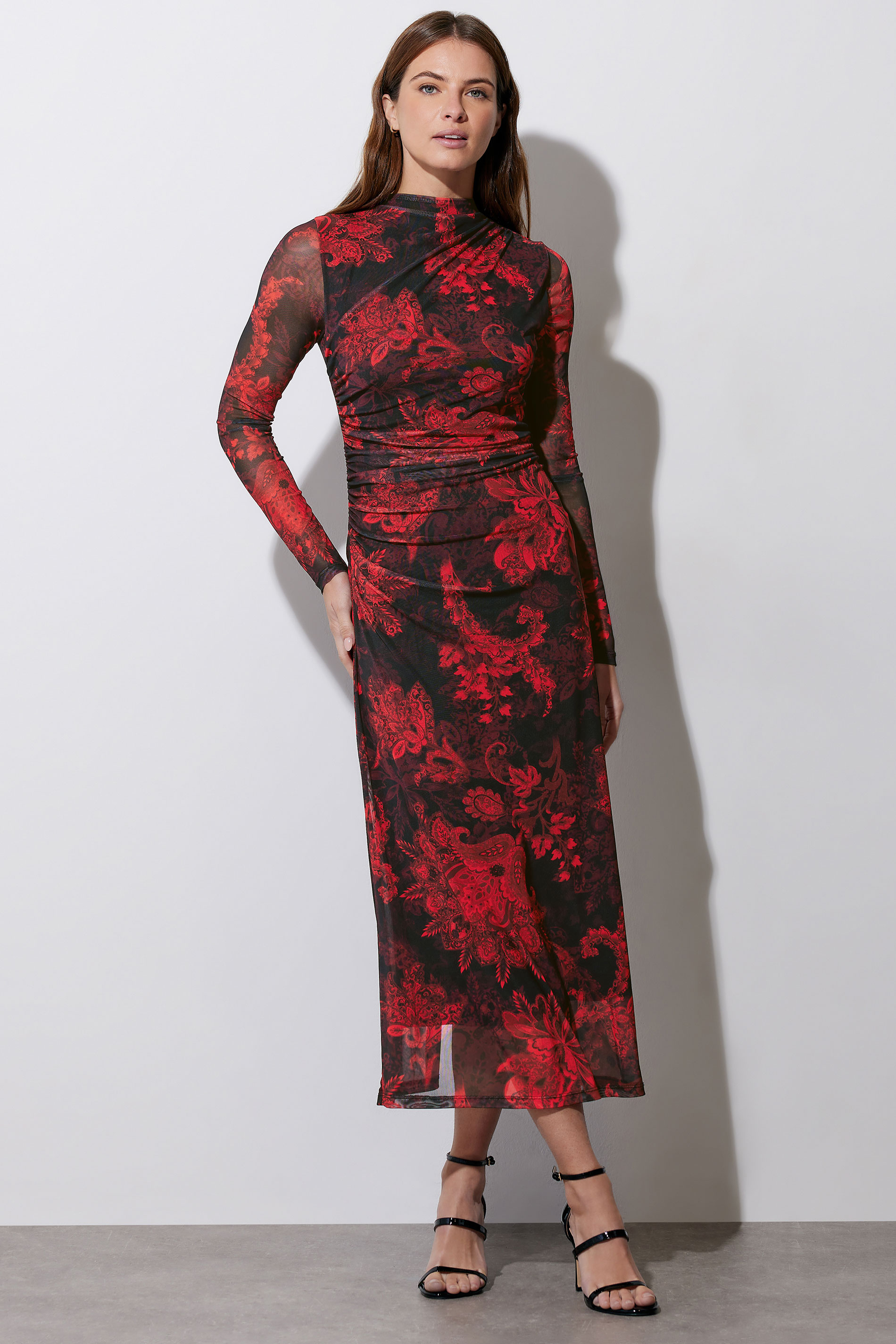 STAR Red Paisley Mesh Maxi Dress | StarByJM 3