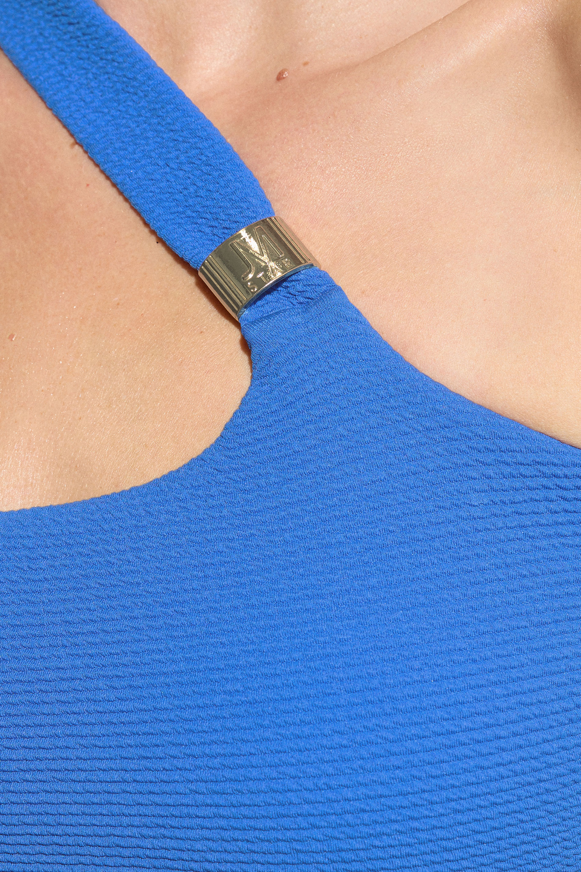 STAR Cobalt Blue Textured One Shoulder Bikini Top | StarByJM 5