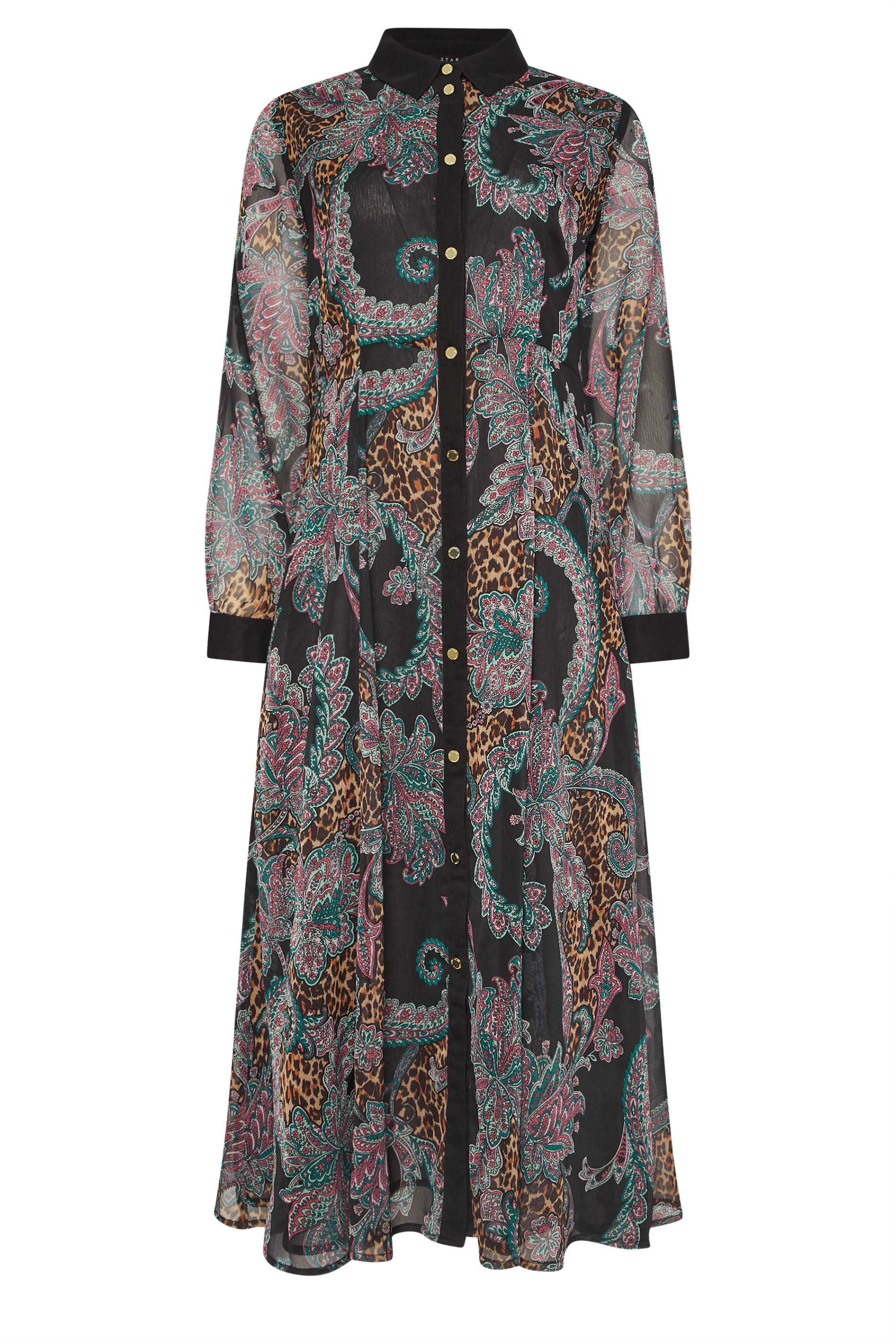 STAR Black Paisley Print Shirt Dress 1