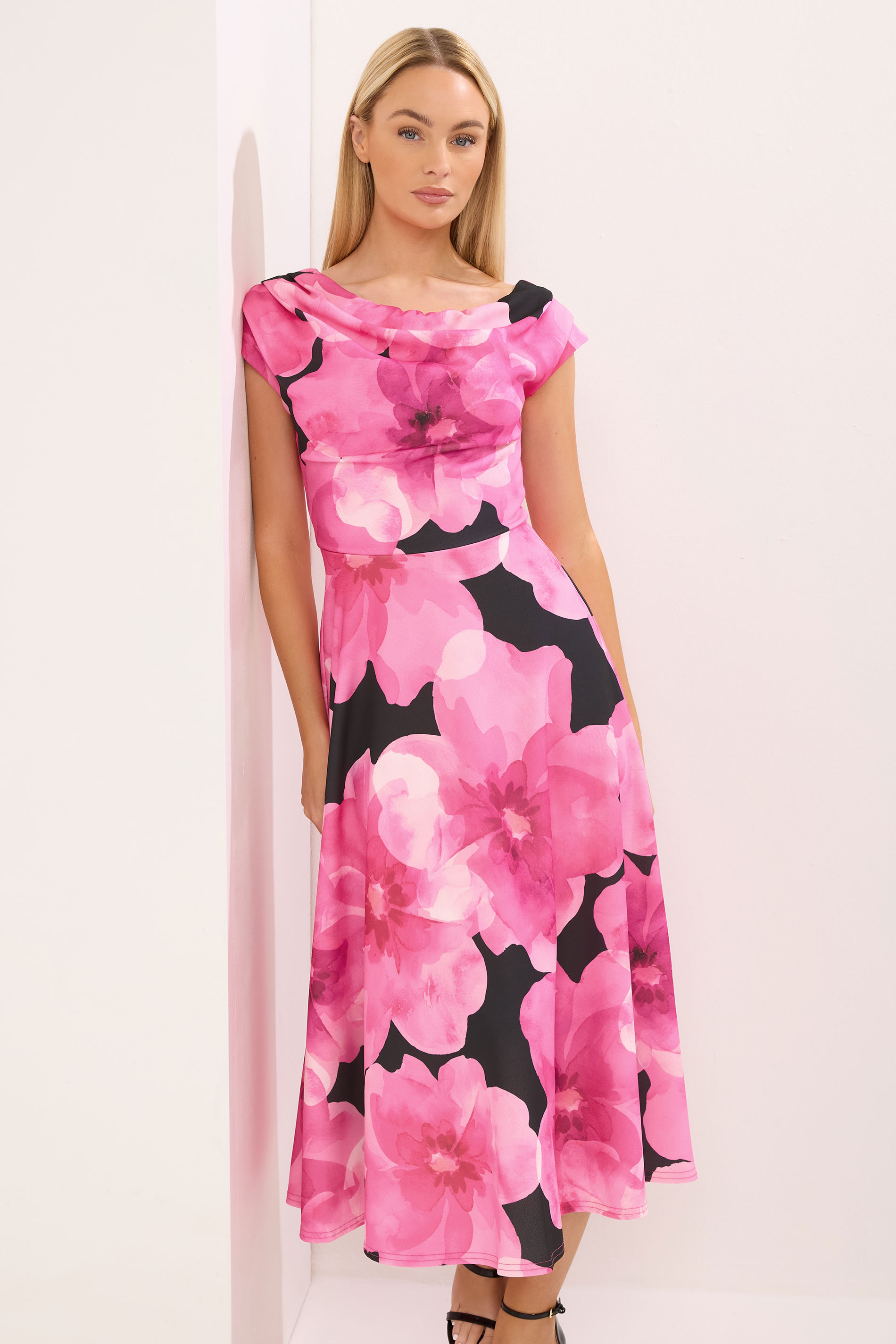 STAR Black Floral Off Shoulder Fit and Flare Dress | StarByJM 1