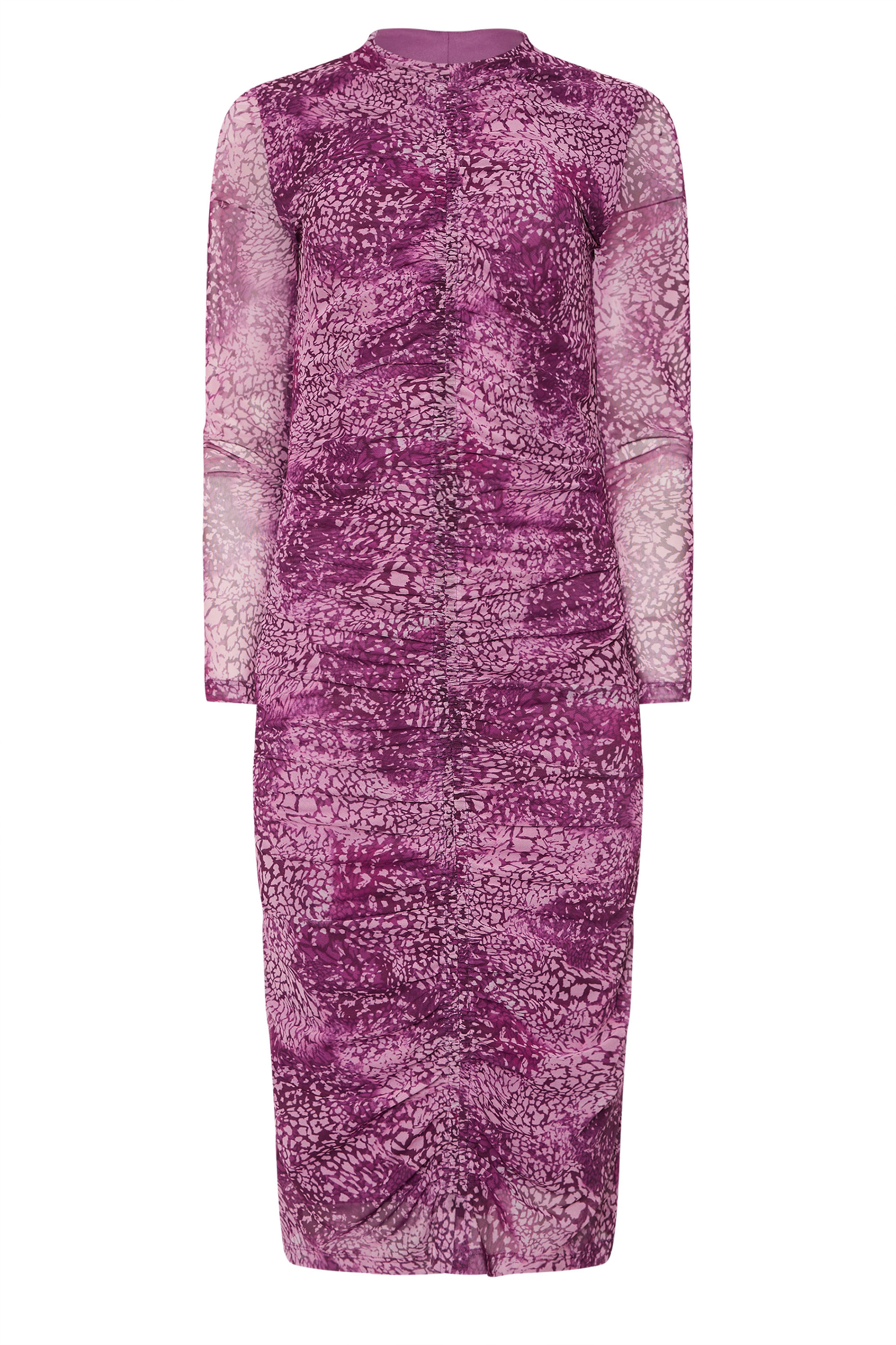 STAR Fuchsia Pink Mesh Snake Print Ruched Dress | StarByJM 7