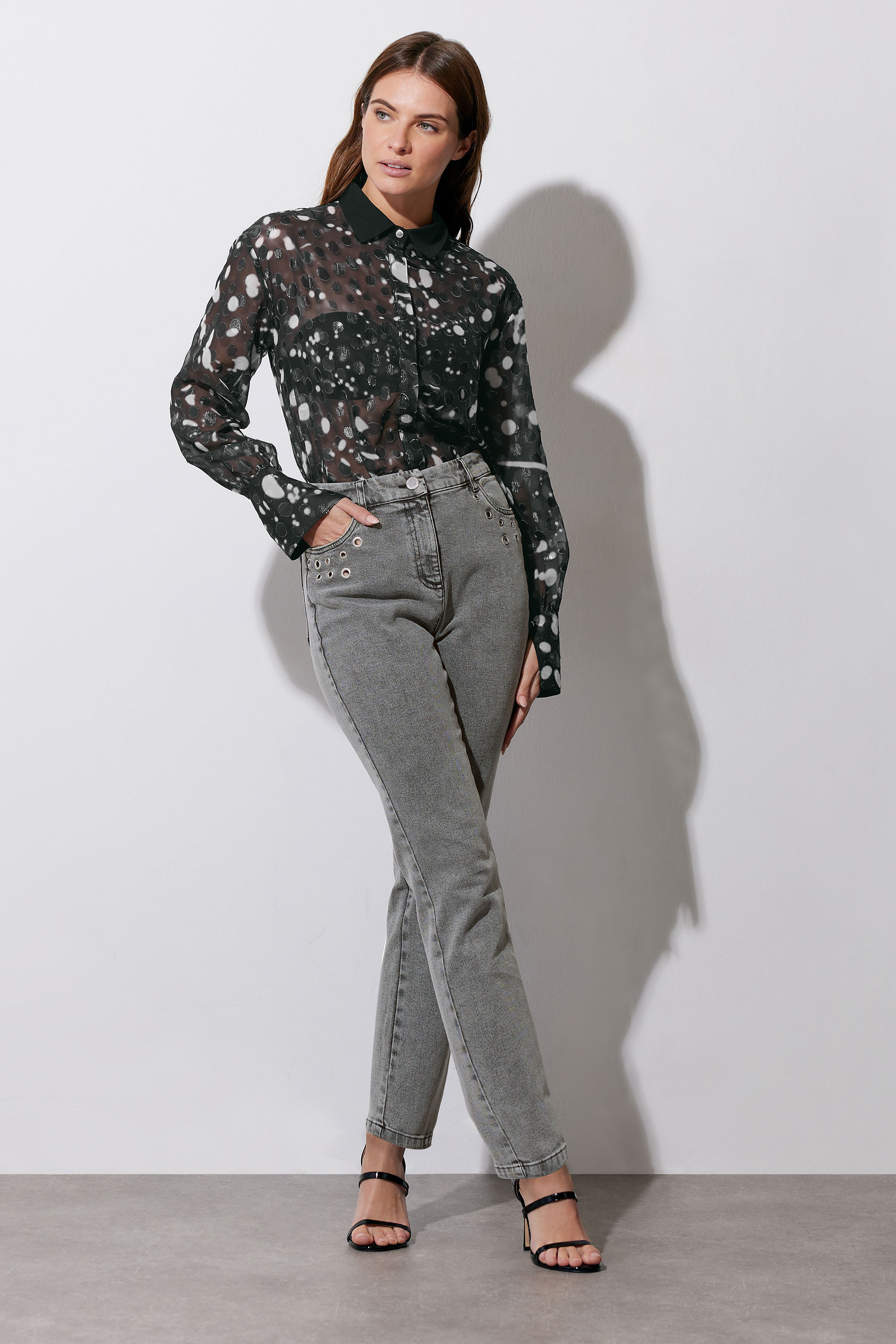 STAR Grey Eyelet Stud Boyfriend Jeans | StarByJM 1