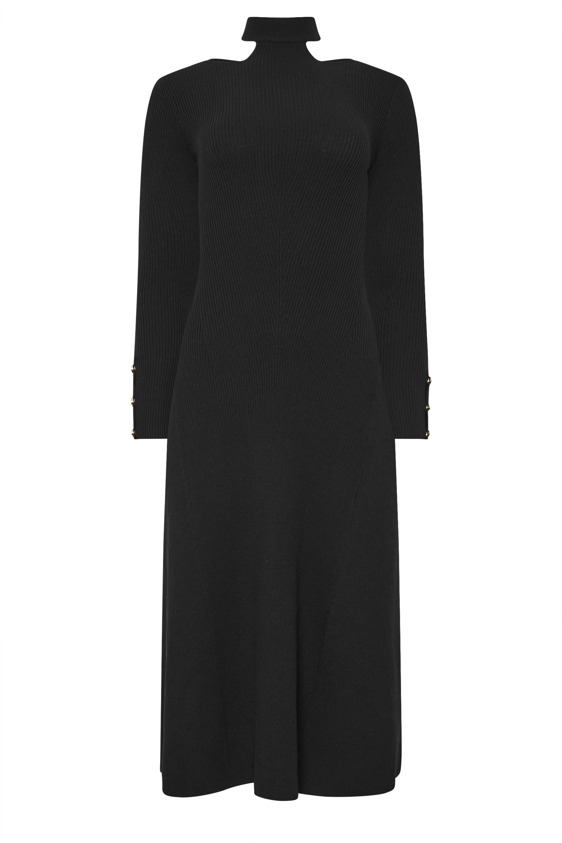 STAR Black Ribbed Cutout Choker Midi Dress | StarByJM 7