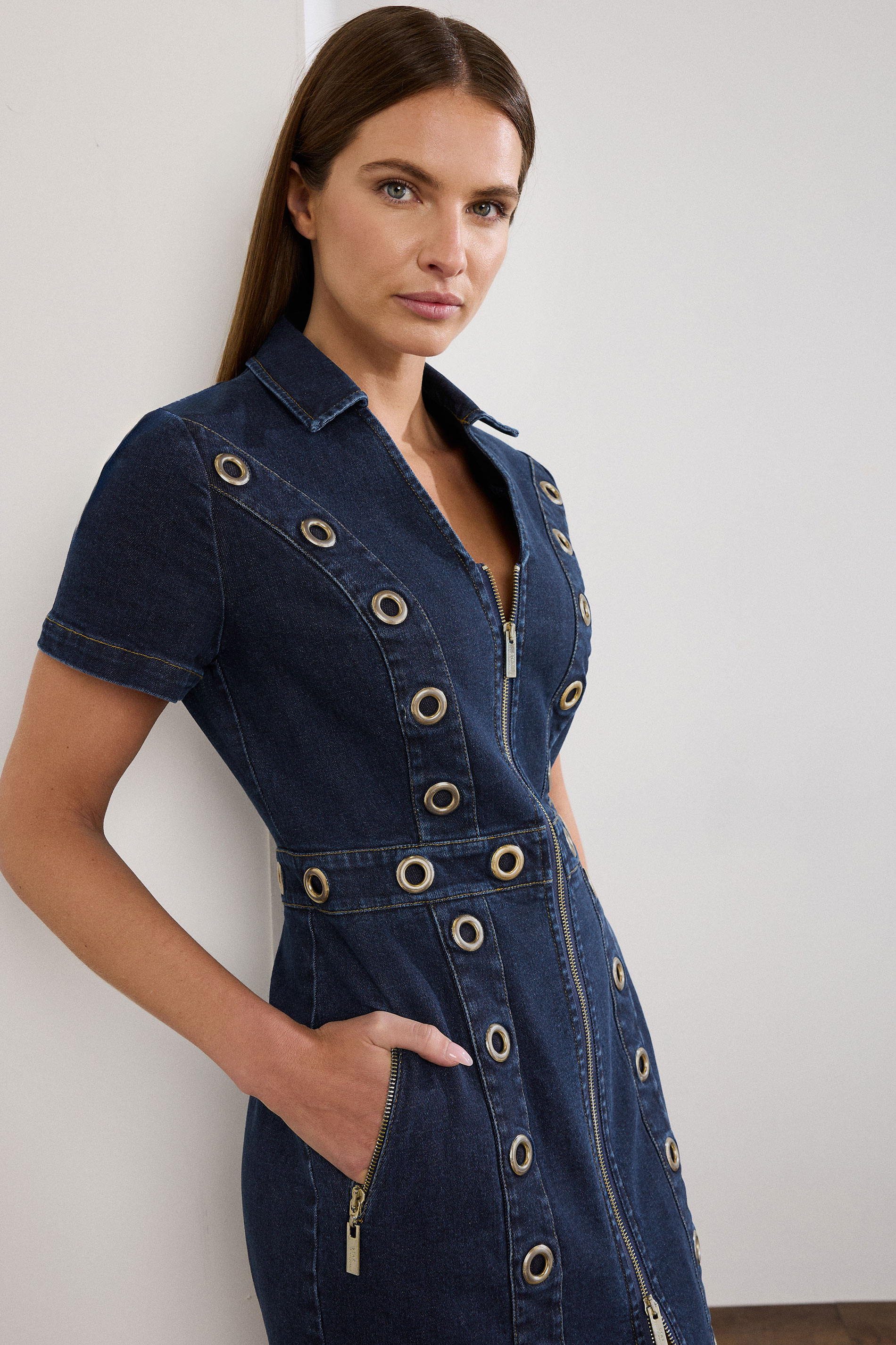 STAR Indigo Blue Denim Eyelet Mini Dress | StarByJM 2