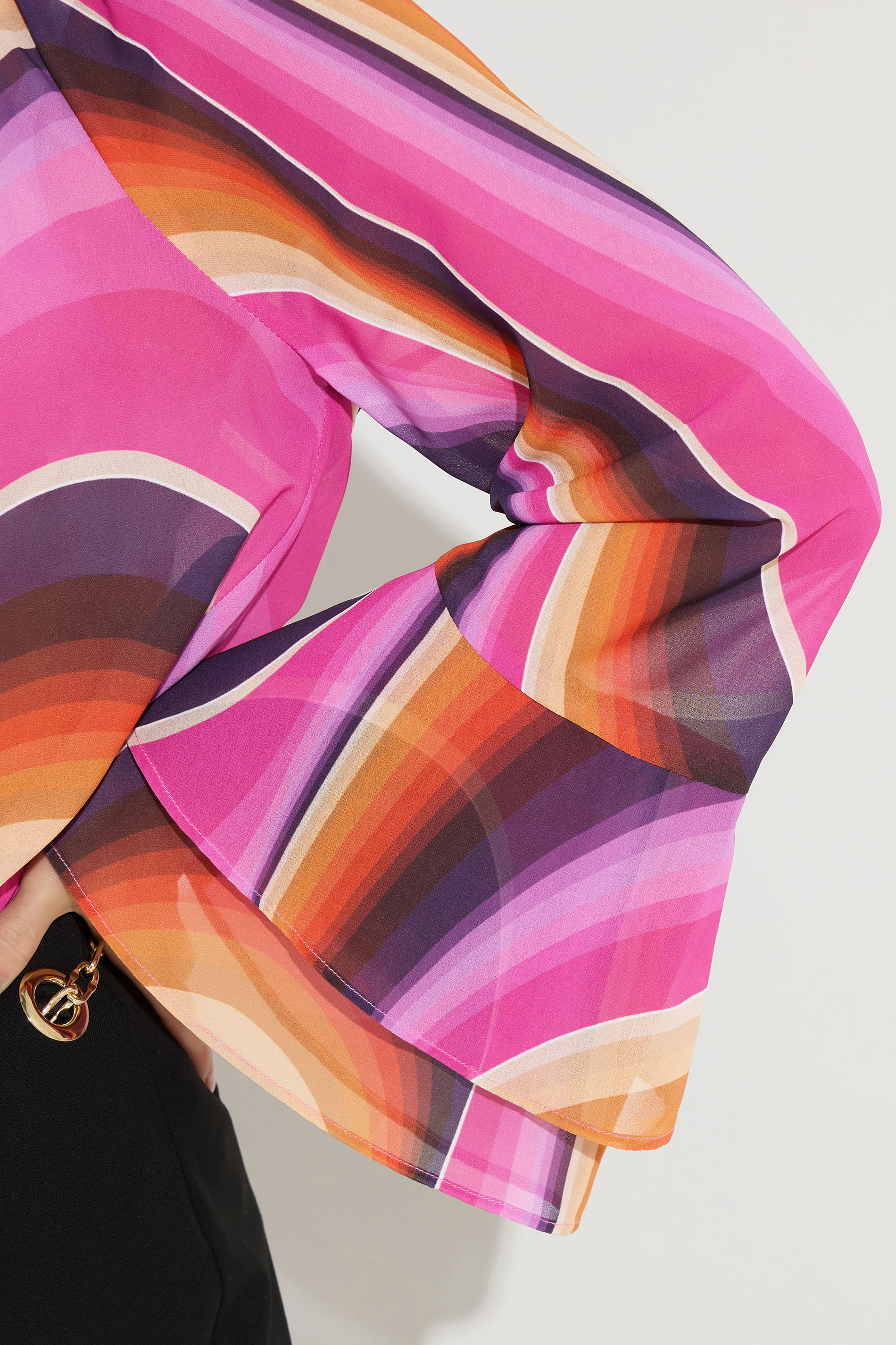 STAR Pink Abstract Flare Sleeve Blouse | StarByJM 5