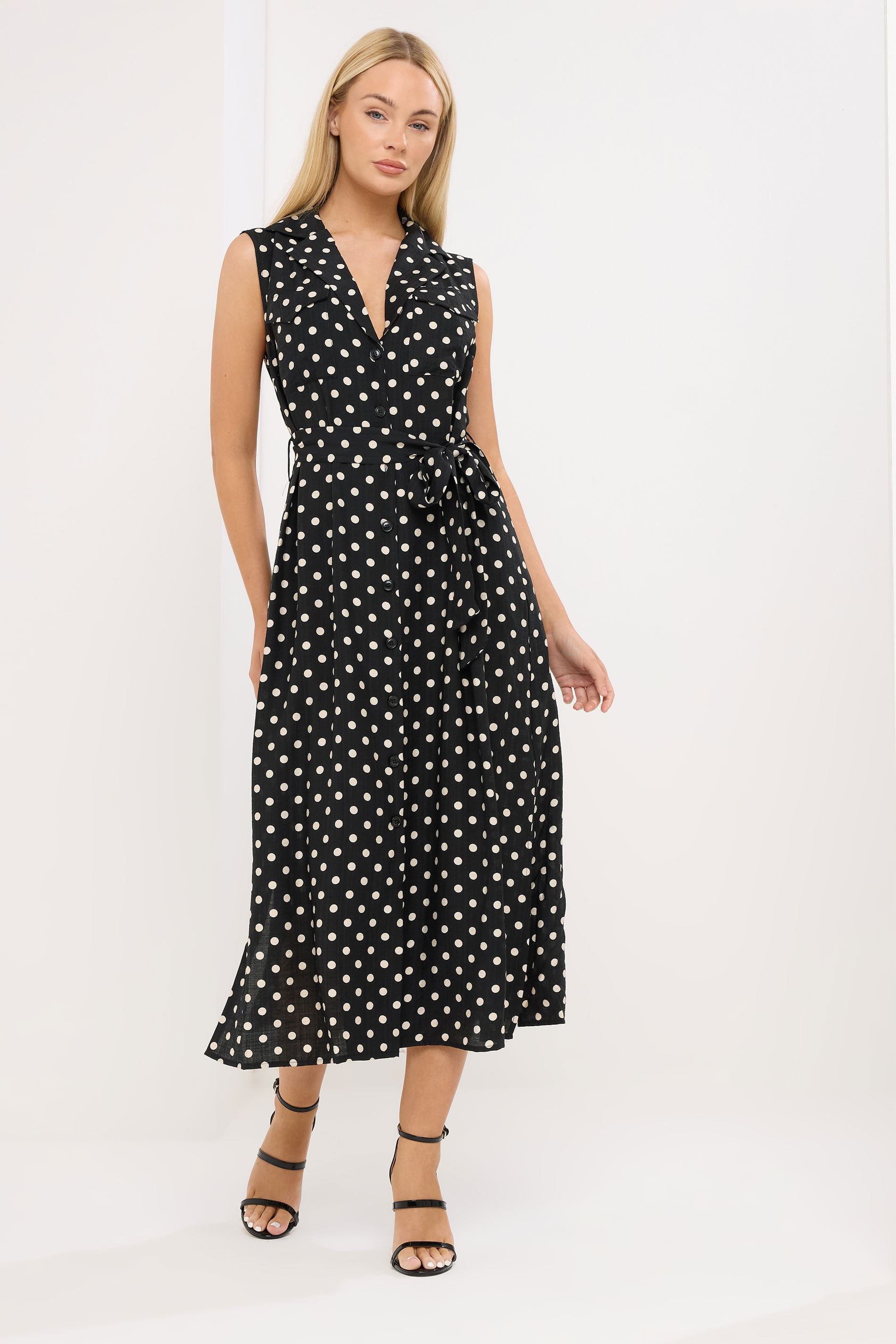 STAR Black Polka Dot Sleeveless Shirt Dress | StarByJM 3