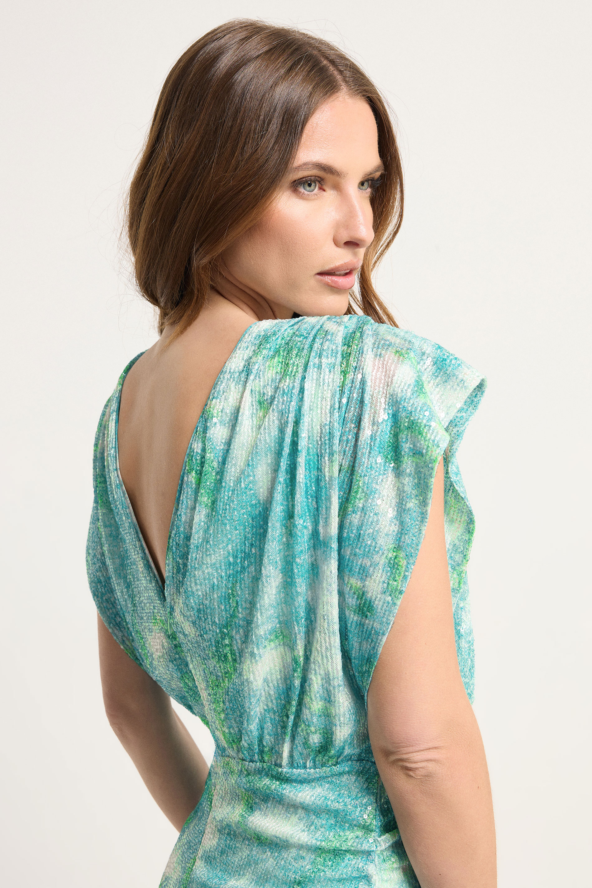 STAR Turquoise Green Sequin Ruched Mini Dress | StarByJM 6