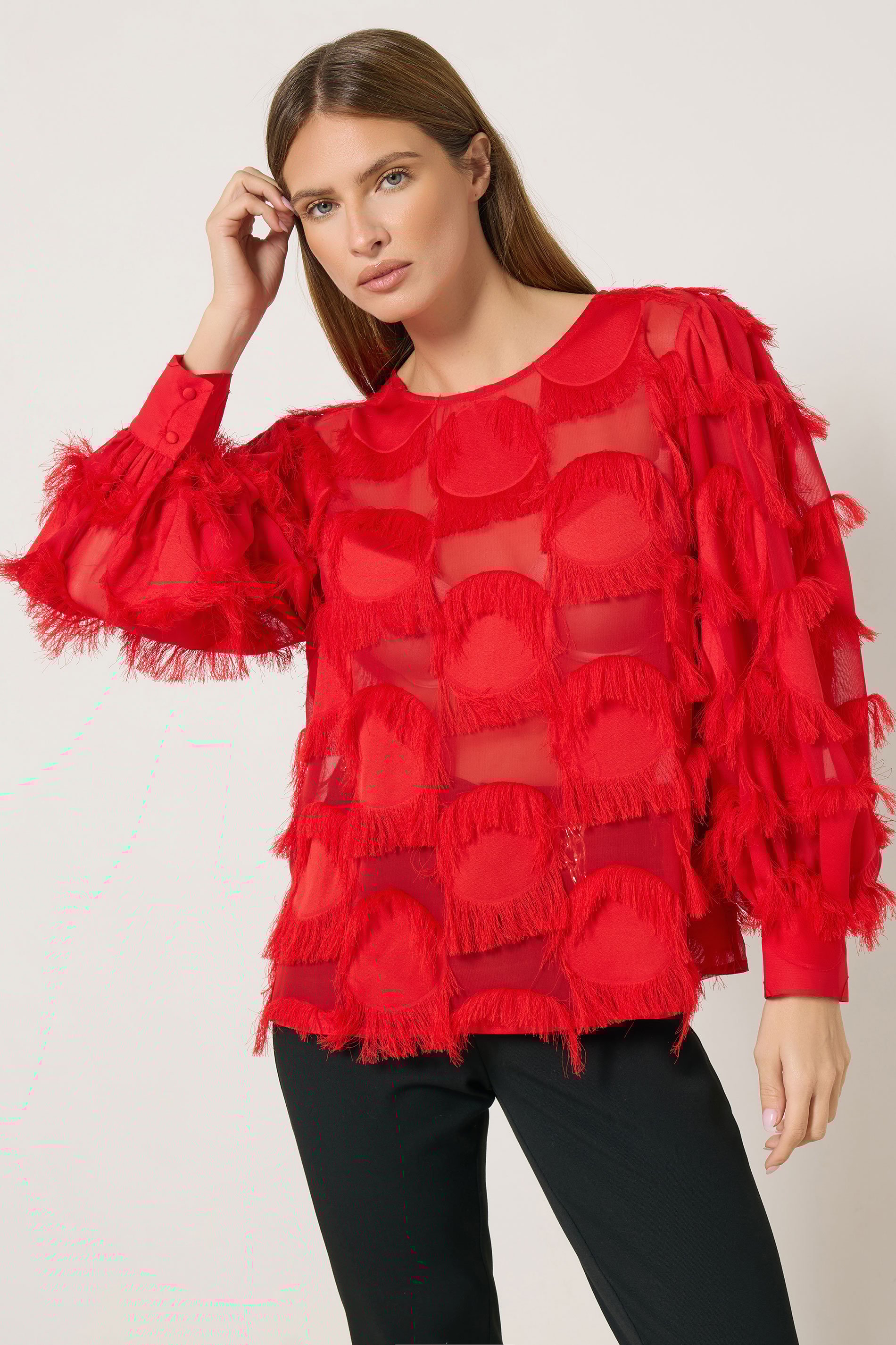 STAR Red Jacquard Spot Blouse | StarByJM 2