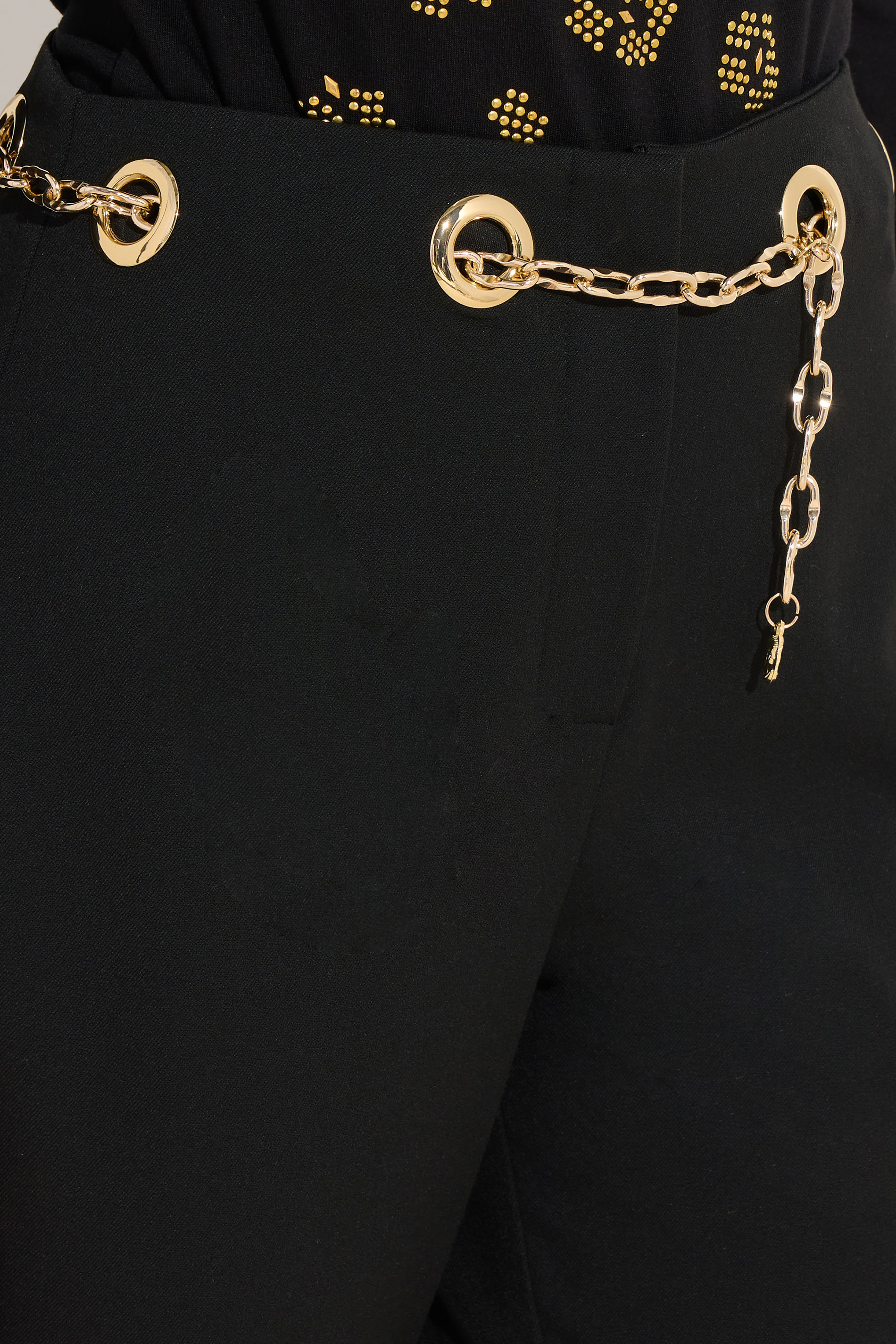 STAR Black Eyelet Chain Waist Trousers | StarByJM 5