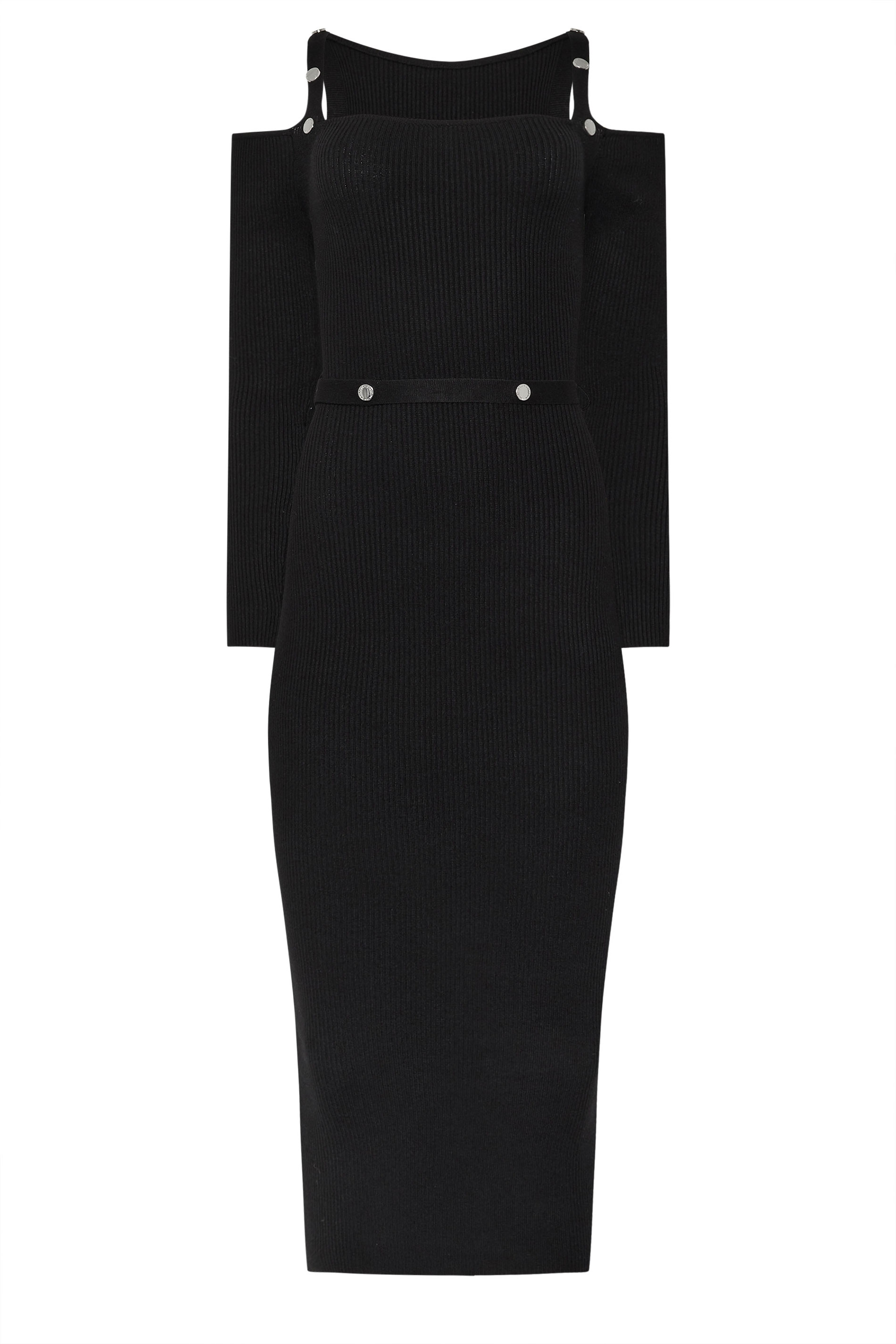 STAR Black Ribbed Stud Knitted Maxi Dress | STAR x JM 7