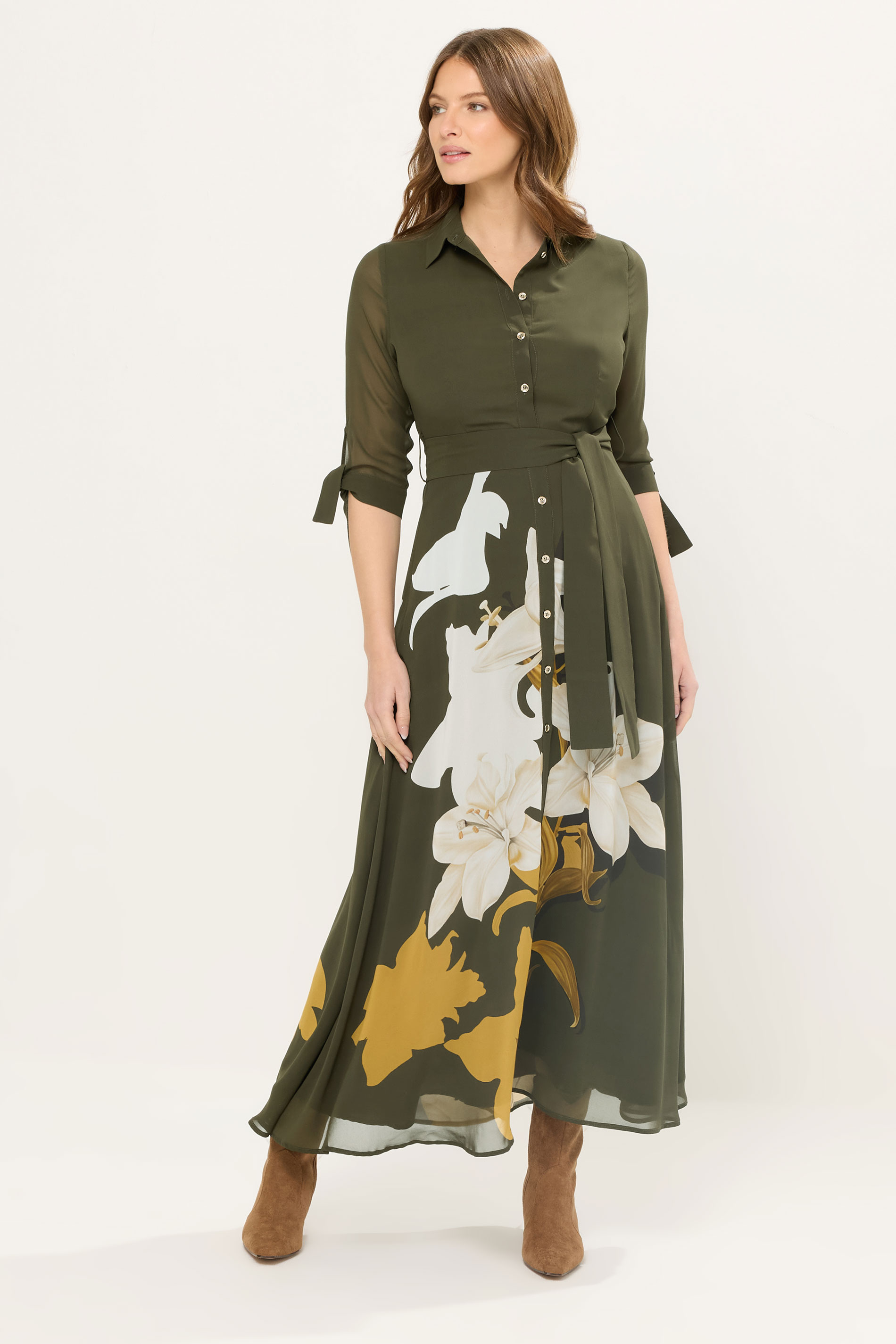 STAR Khaki Green Floral Shirt Dress | StarByJM 1