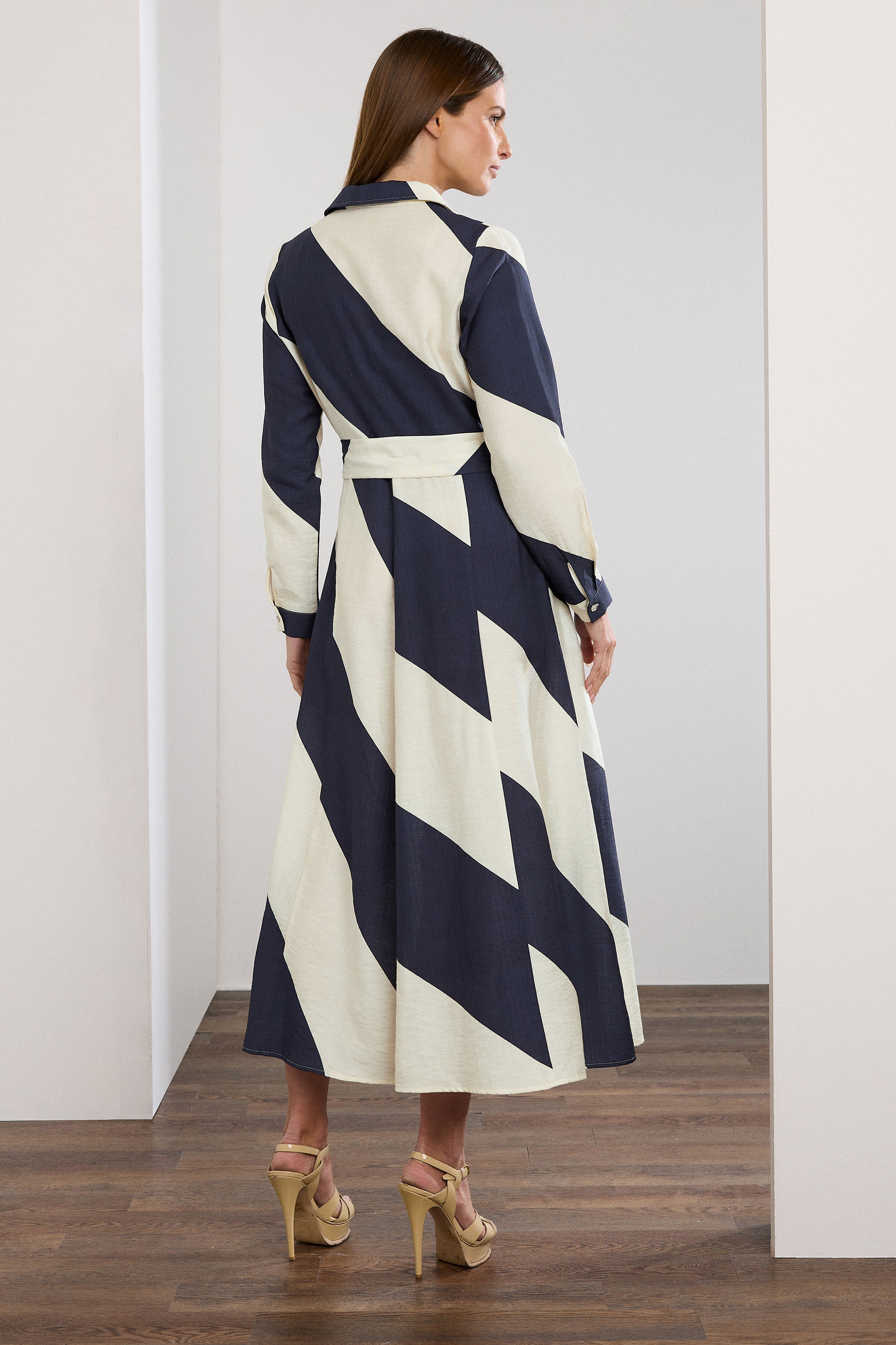 STAR White & Blue Stripe Print Shirt Dress | StarByJM 4